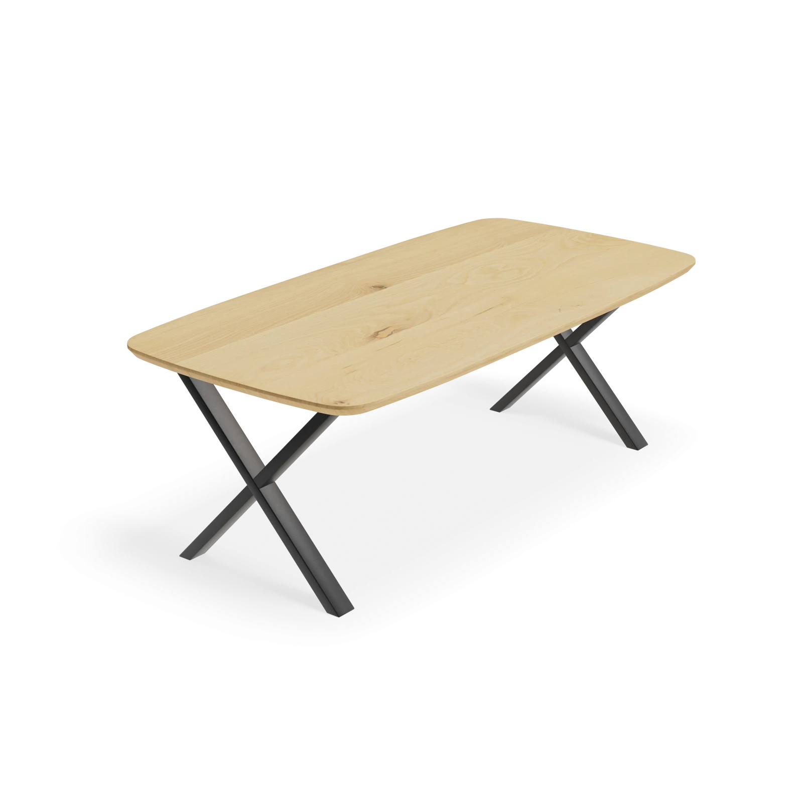 Eettafel X Poot(8x4cm) - Deens Ovaal Eiken Nature White (220x110cm)
