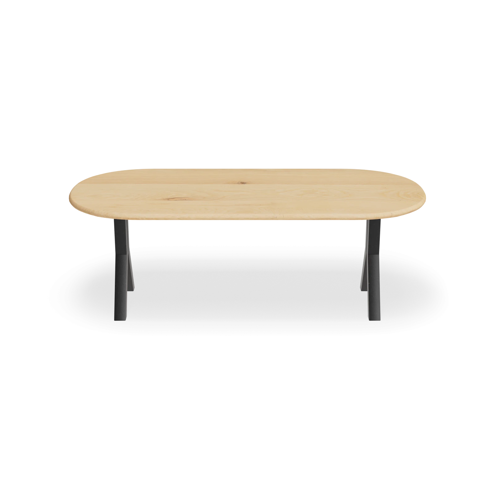 Eettafel Y poot (8x8cm) - Halve Cirkel Eiken Nature White (220x100cm)