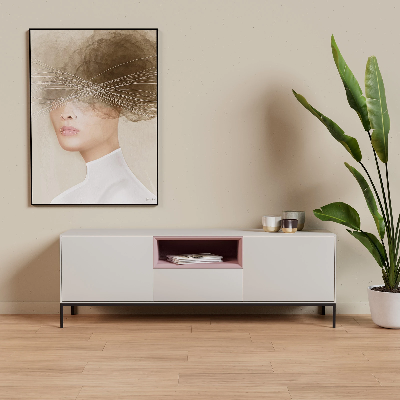 TV Meubel Pepper White 160cm Poot