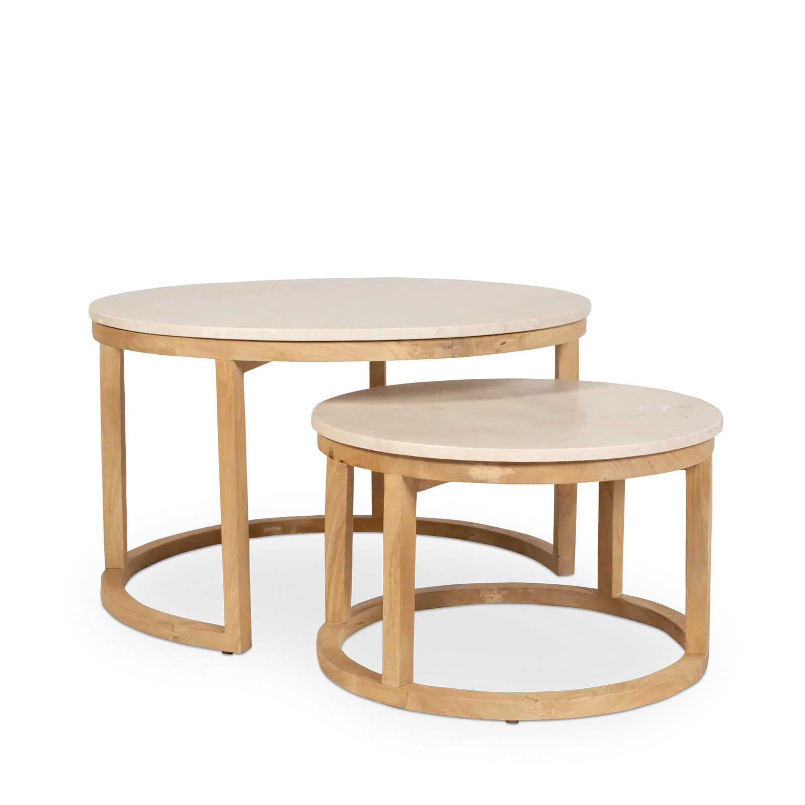 Salontafel set van 2 Brick - rond - Mangohout Loom