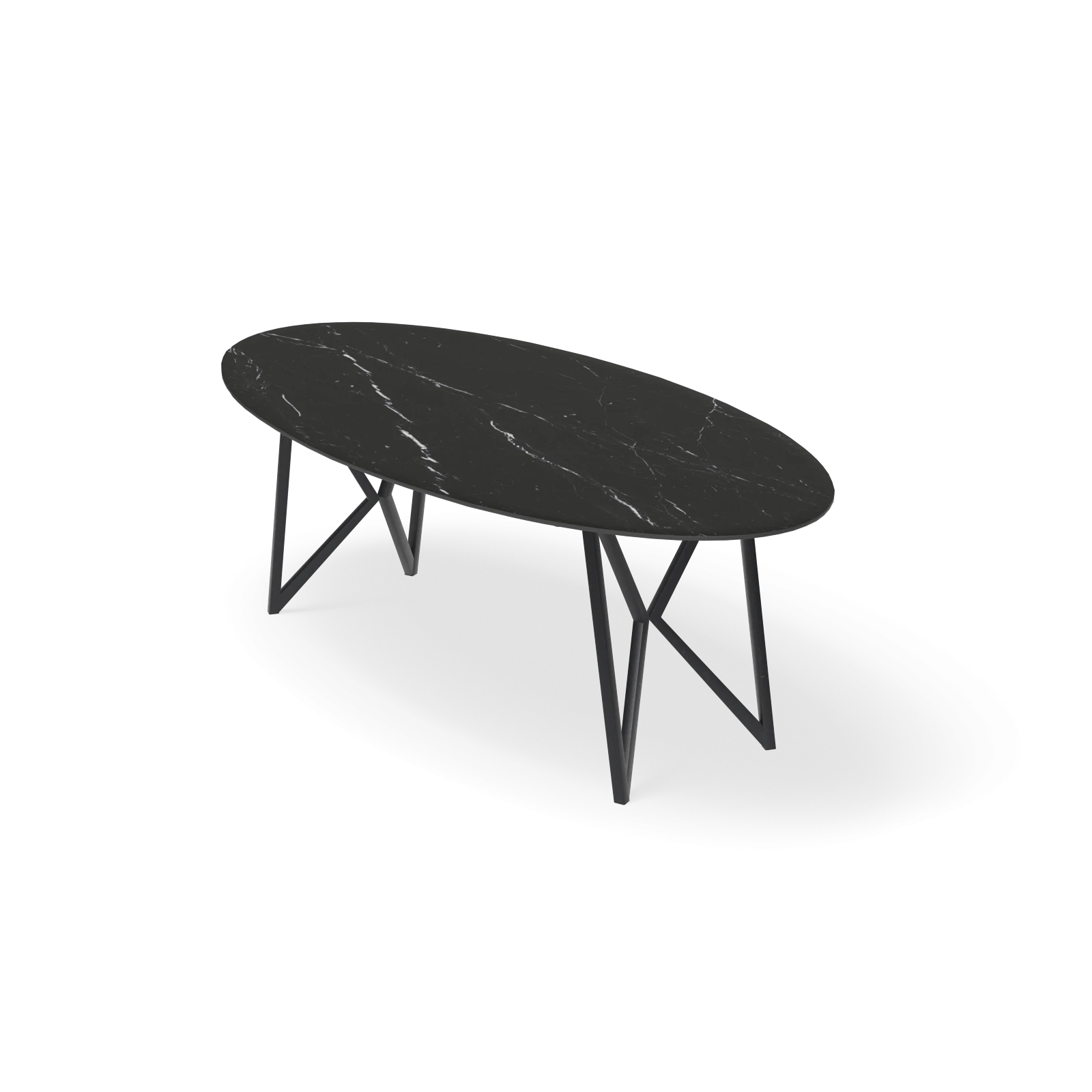 Eettafel Crosse Los - Ovaal Keramiek Elegant Black (220x110cm)