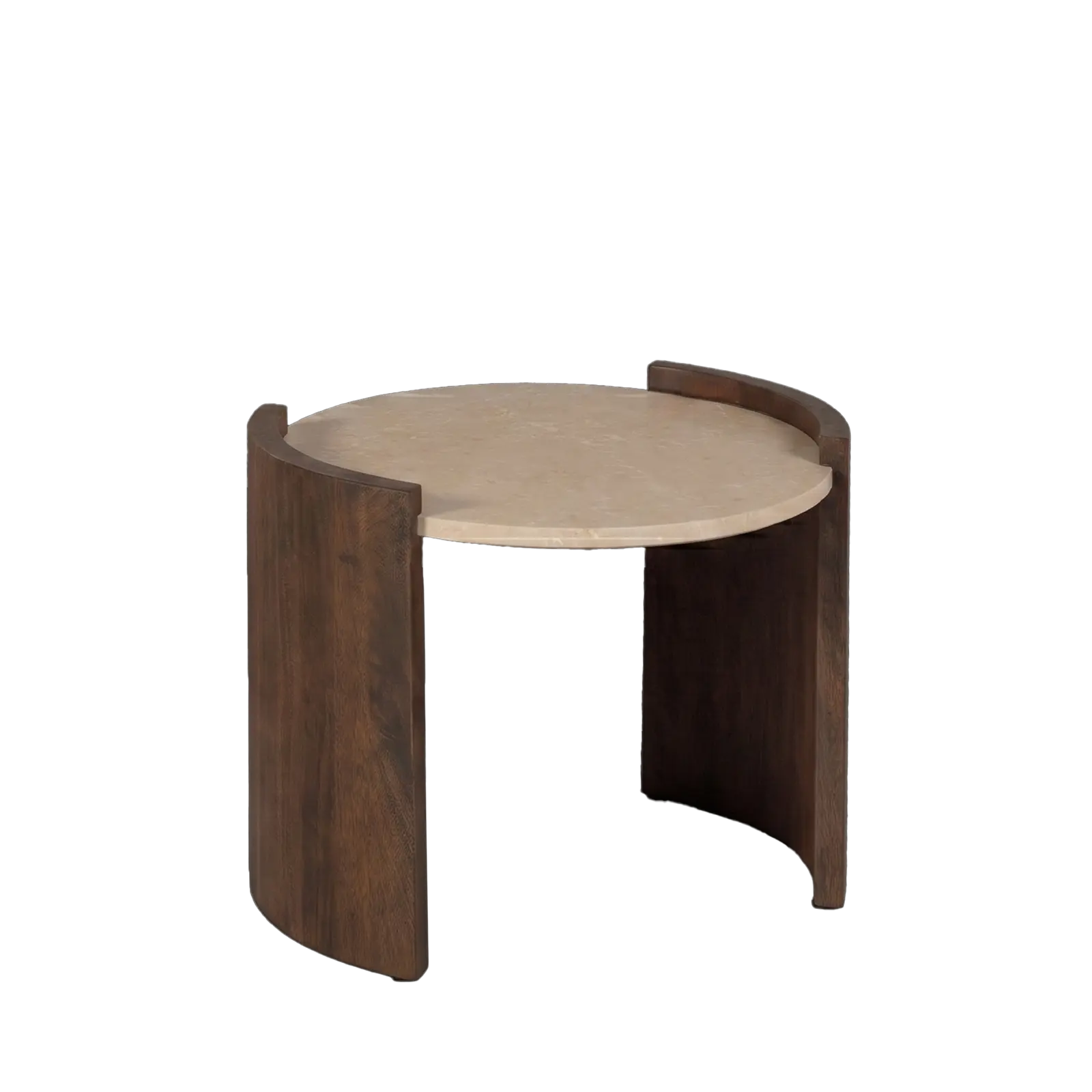 Salontafel Ayana - rond 51 cm - Mangohout Cacao Bruin - Tafelblad Natuursteen
