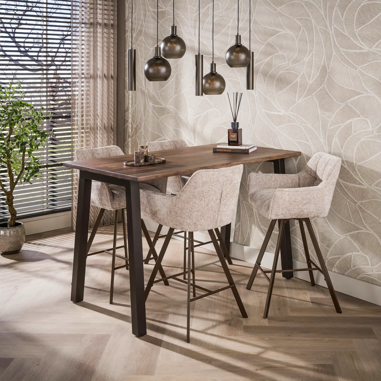 Hanglamp Sfera - 100 cm - Tricolore 4 + 3 lichts - Sienna Bruin Frosted