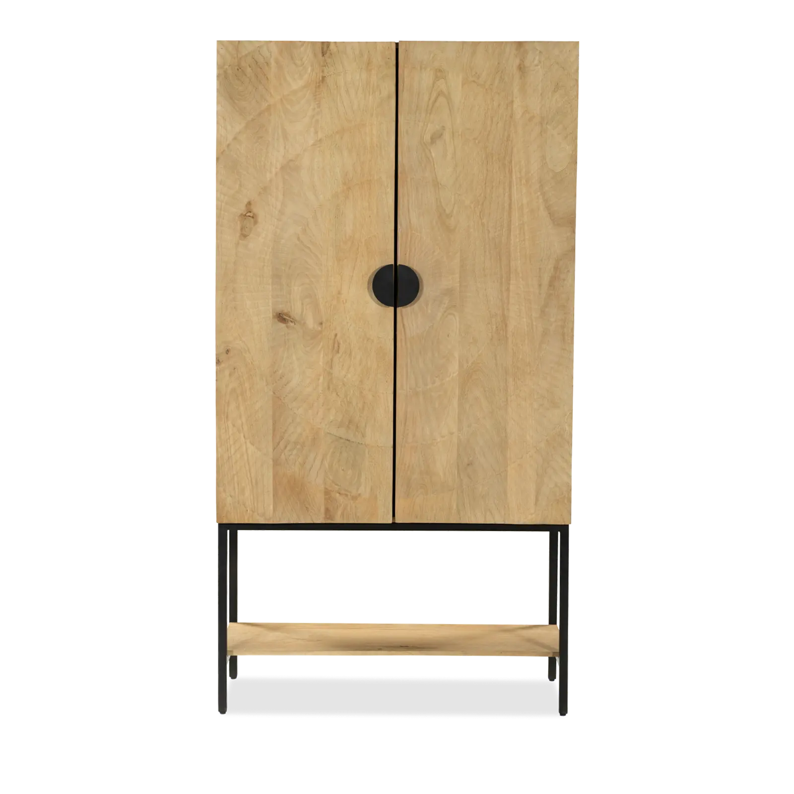 Opbergkast Curling  - 100 cm - Mangohout Loom Naturel - 2 deuren