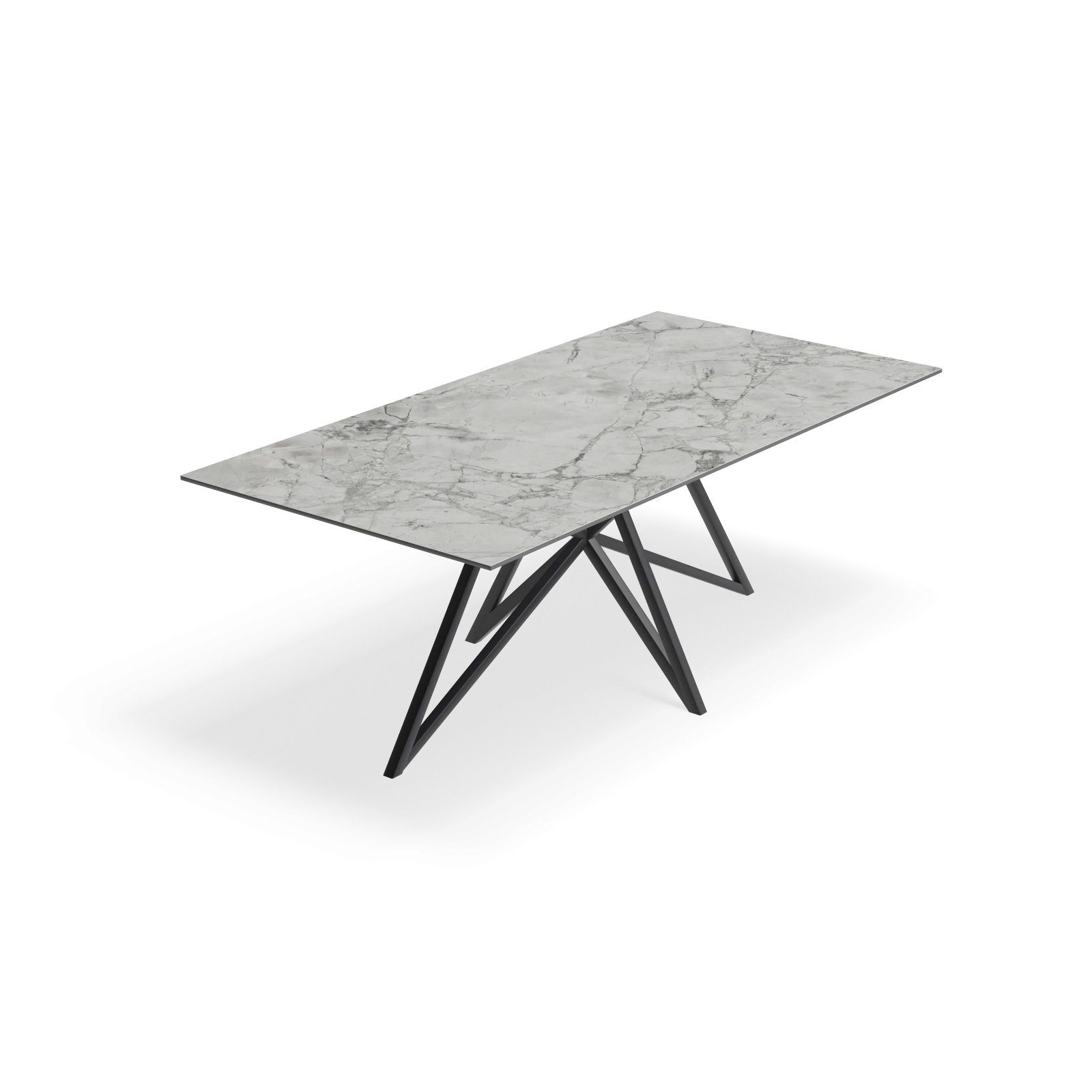 Eettafel Crosse - Rechthoek Keramiek Superwhite Satin (200x100cm)