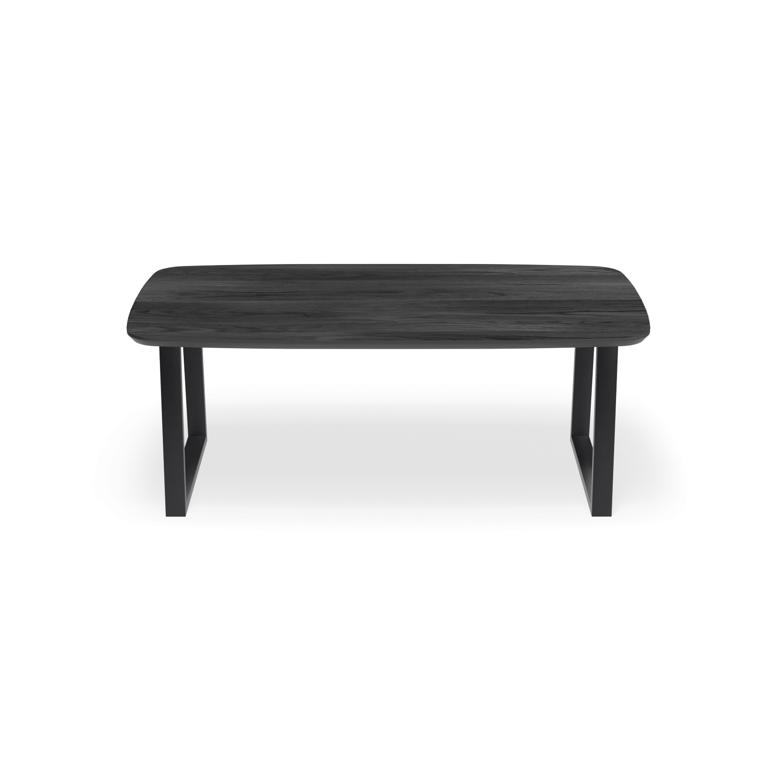 Eettafel U poot (8x4cm) - Deens Ovaal HPL Houtlook zwart (200x105cm)