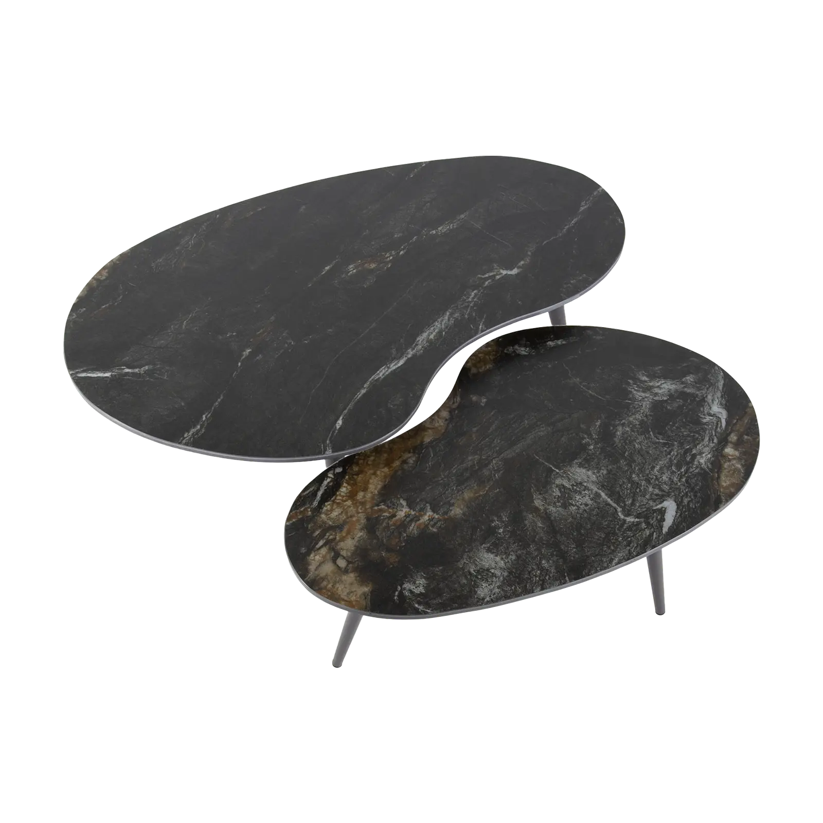 Salontafel set van 2 Fossil - niervorm - Keramiek Fossil Black