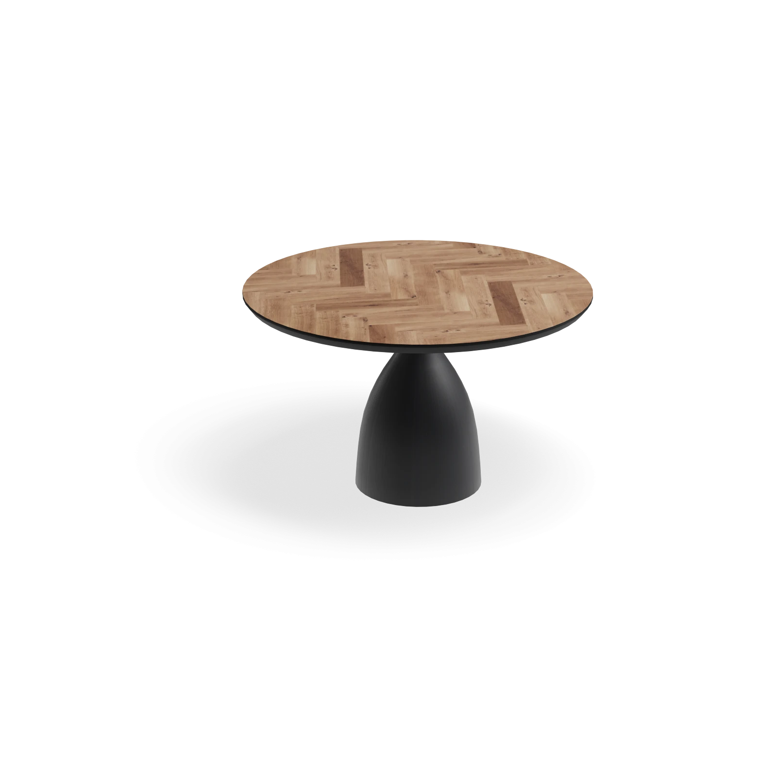Eettafel Dome - Rond Eiken Visgraat Kiezel (130cm)