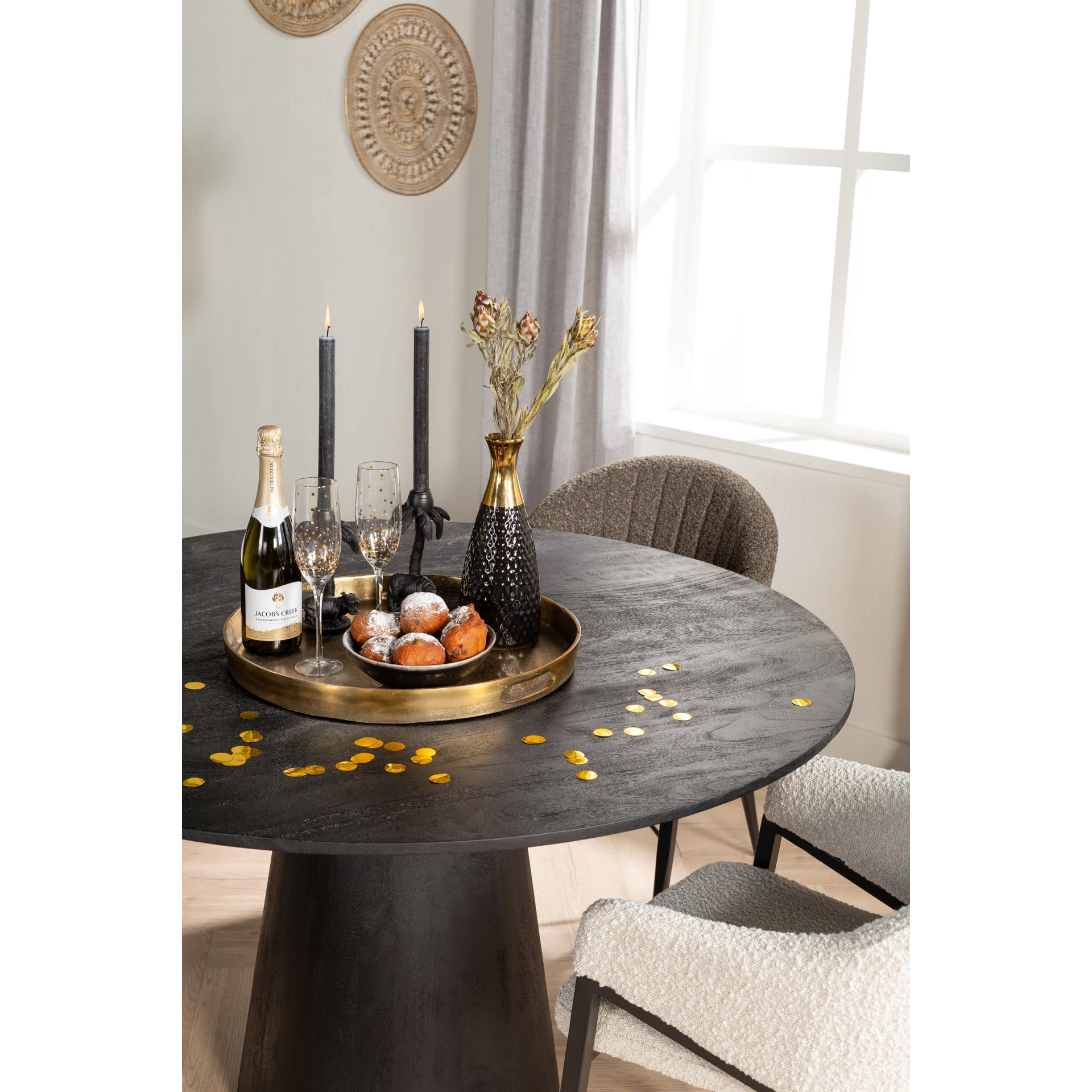 Eettafel (rond 130cm) Aron - Zwart