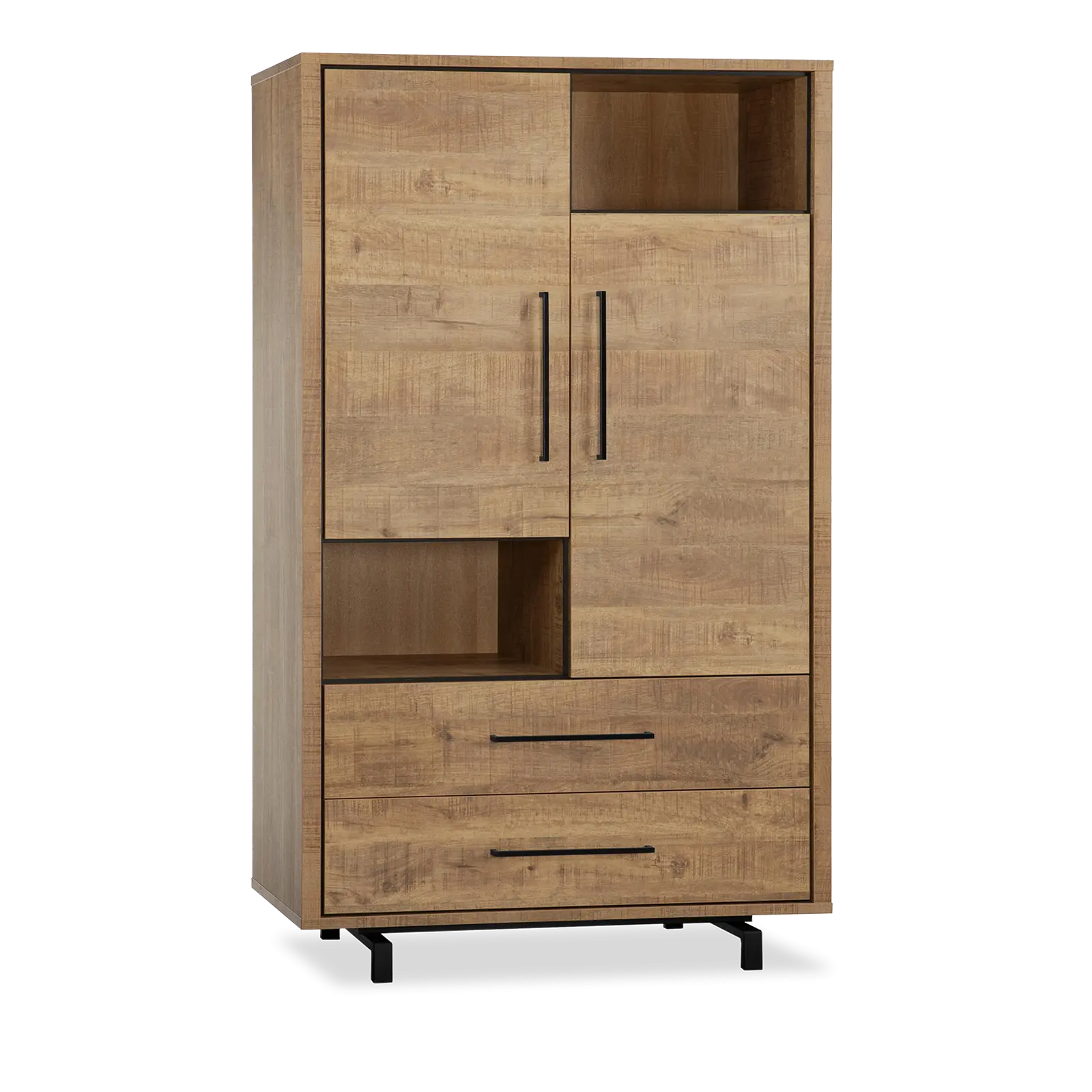 Wandkast Fairmont - 110 cm - Lamulux Mango - 2 deuren, 2 laden, 2 open vakken