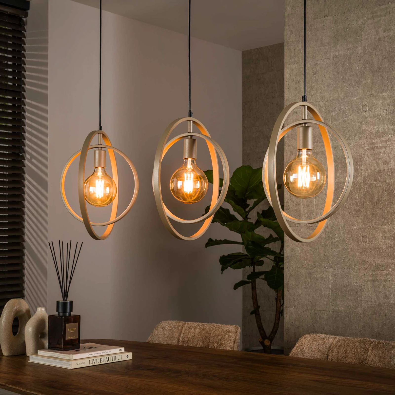 Hanglamp Turn Around (3 lichts) - Beige