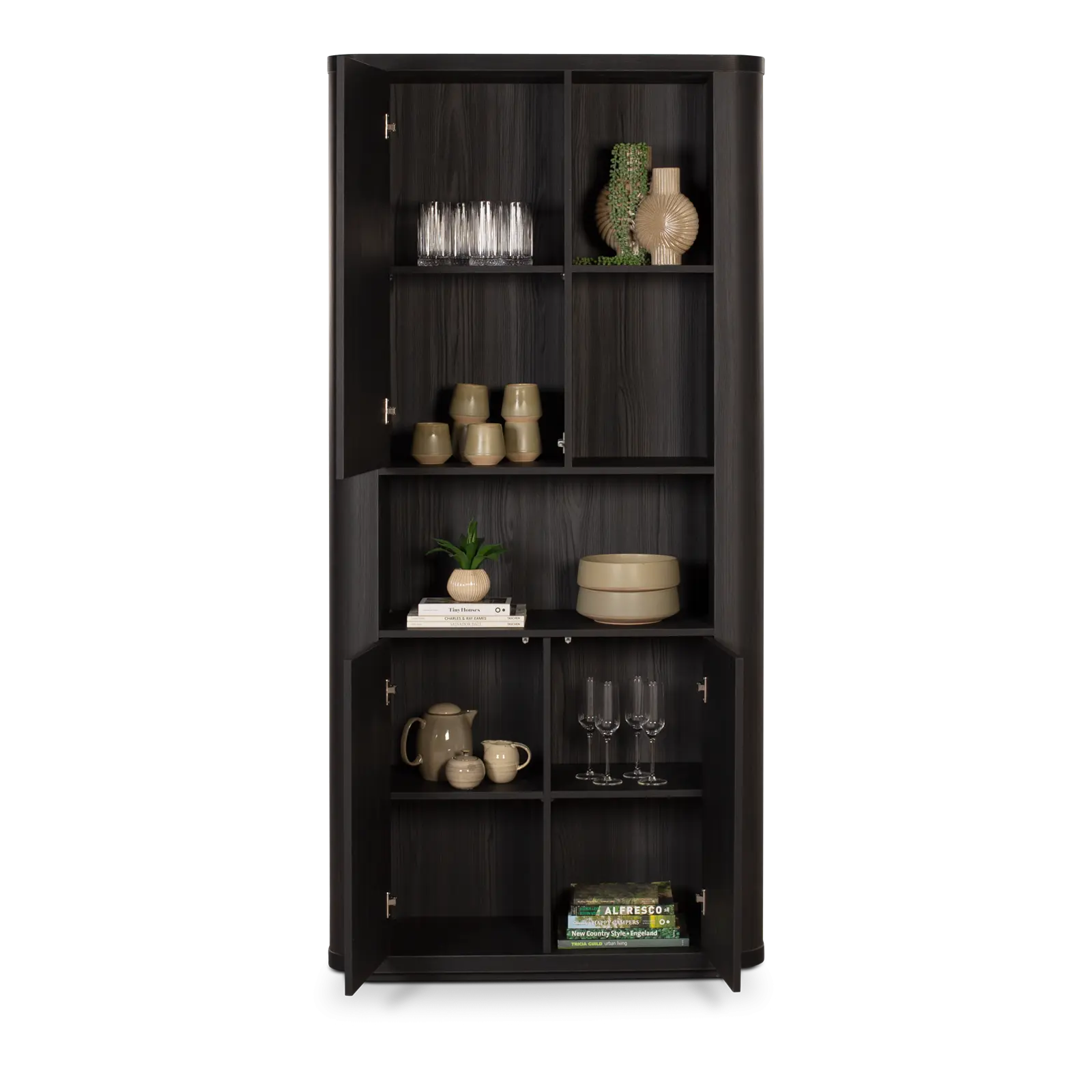 Wandkast Monaco - 100 cm - Zwart - 3 deuren, 3 vakken