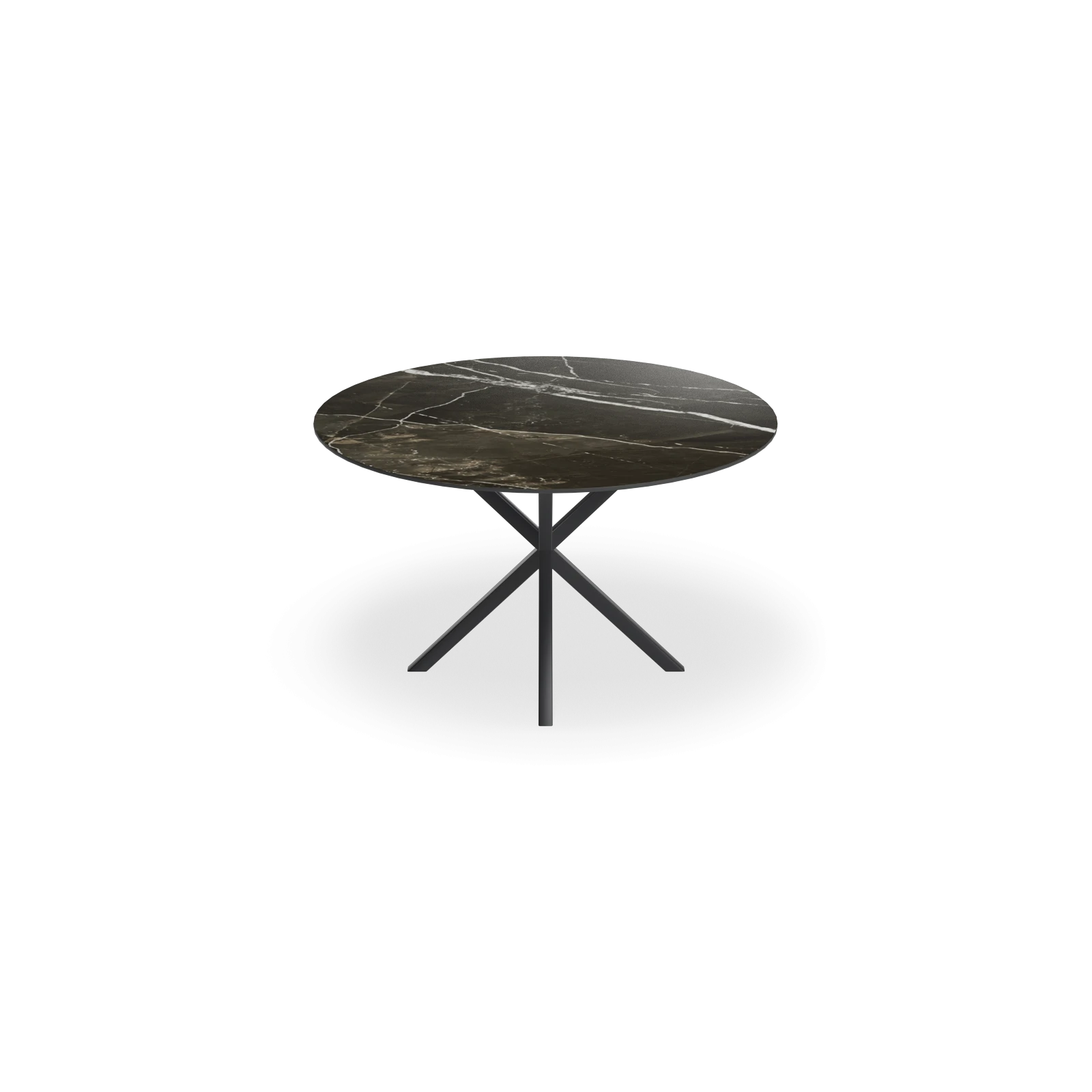 Eettafel North - Rond Keramiek Calacatta Black Satin (130cm)