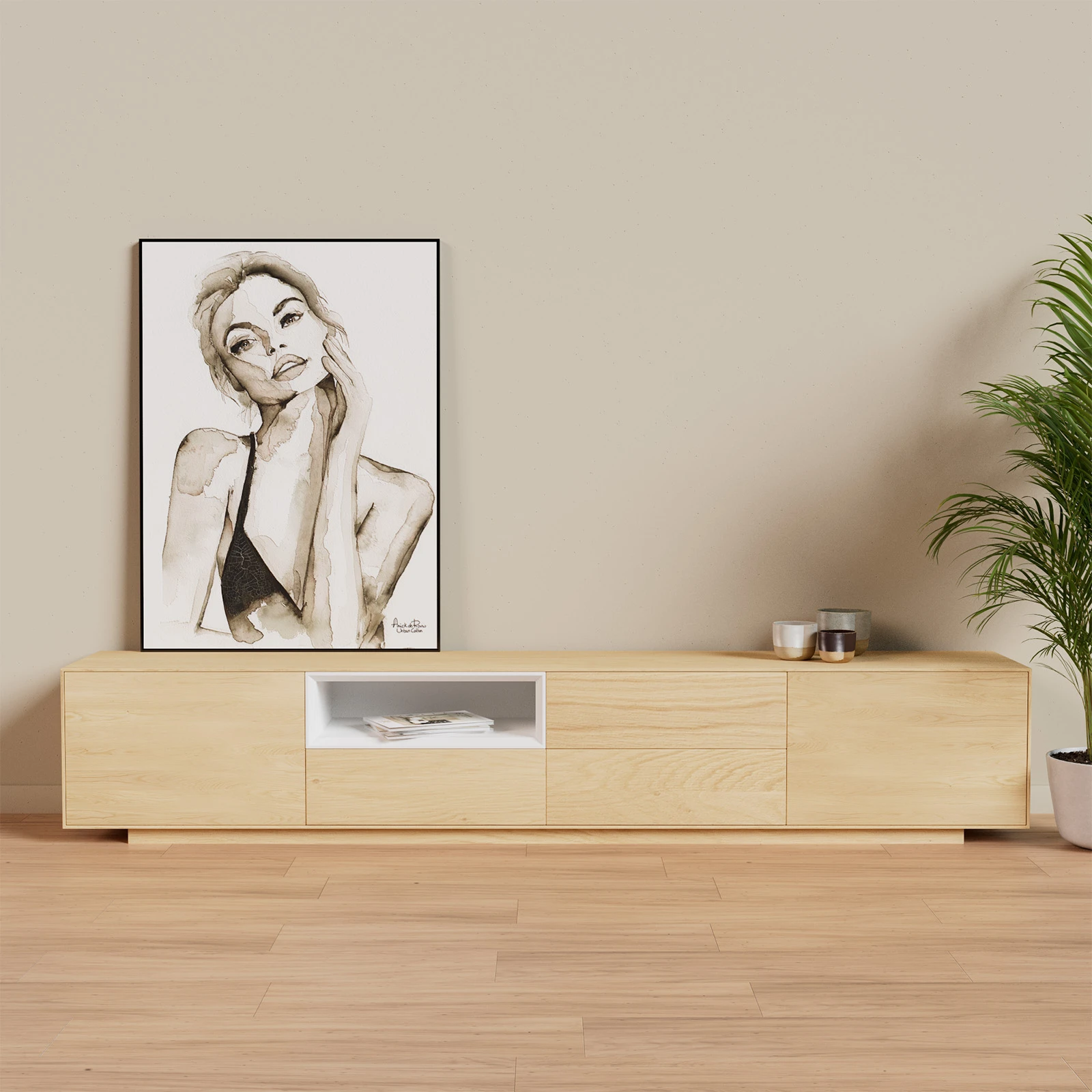 TV Meubel Nature White 240cm Plint