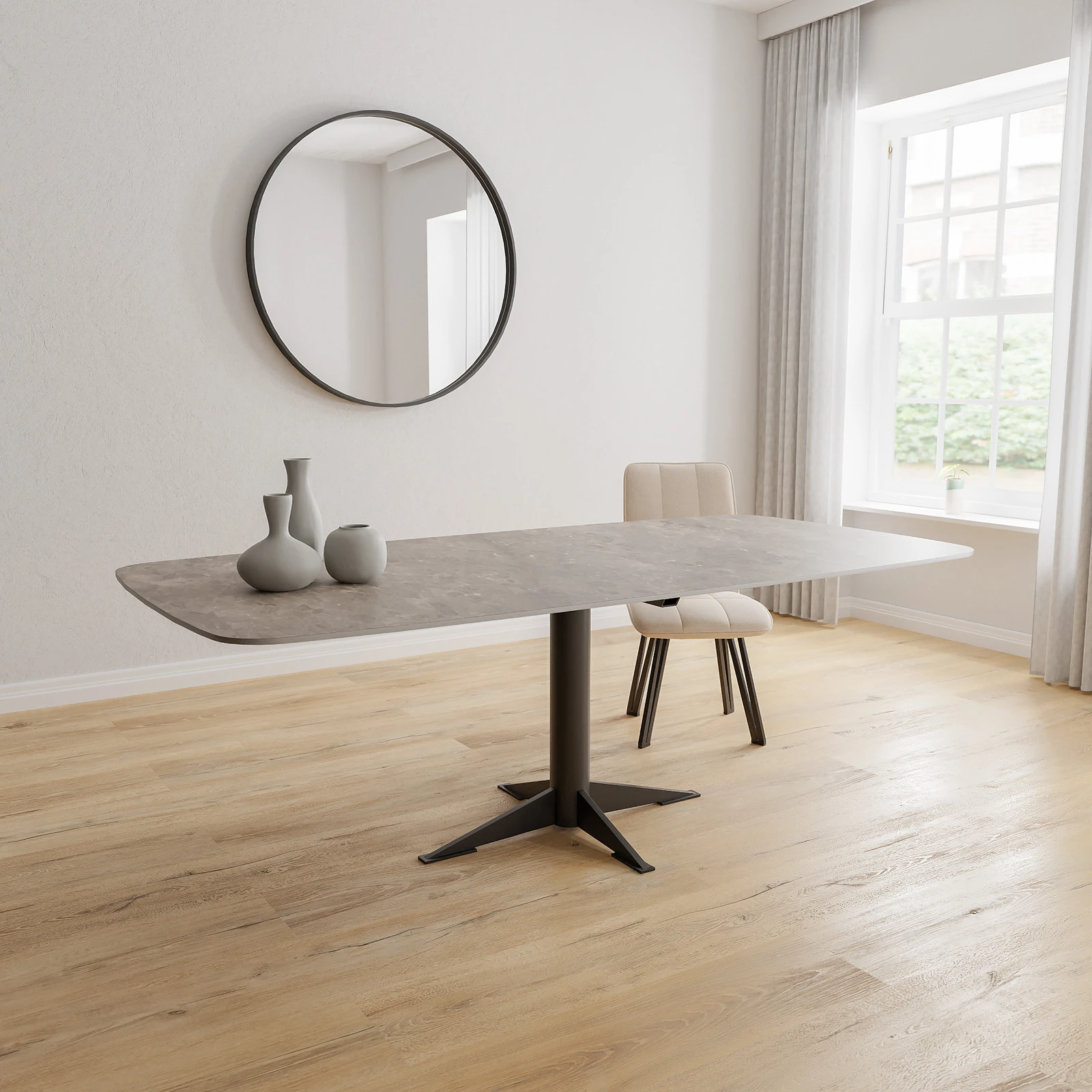 Eettafel Westfield - Deens Ovaal Keramiek Stone Look Gris du Gent Satin (220x110cm)