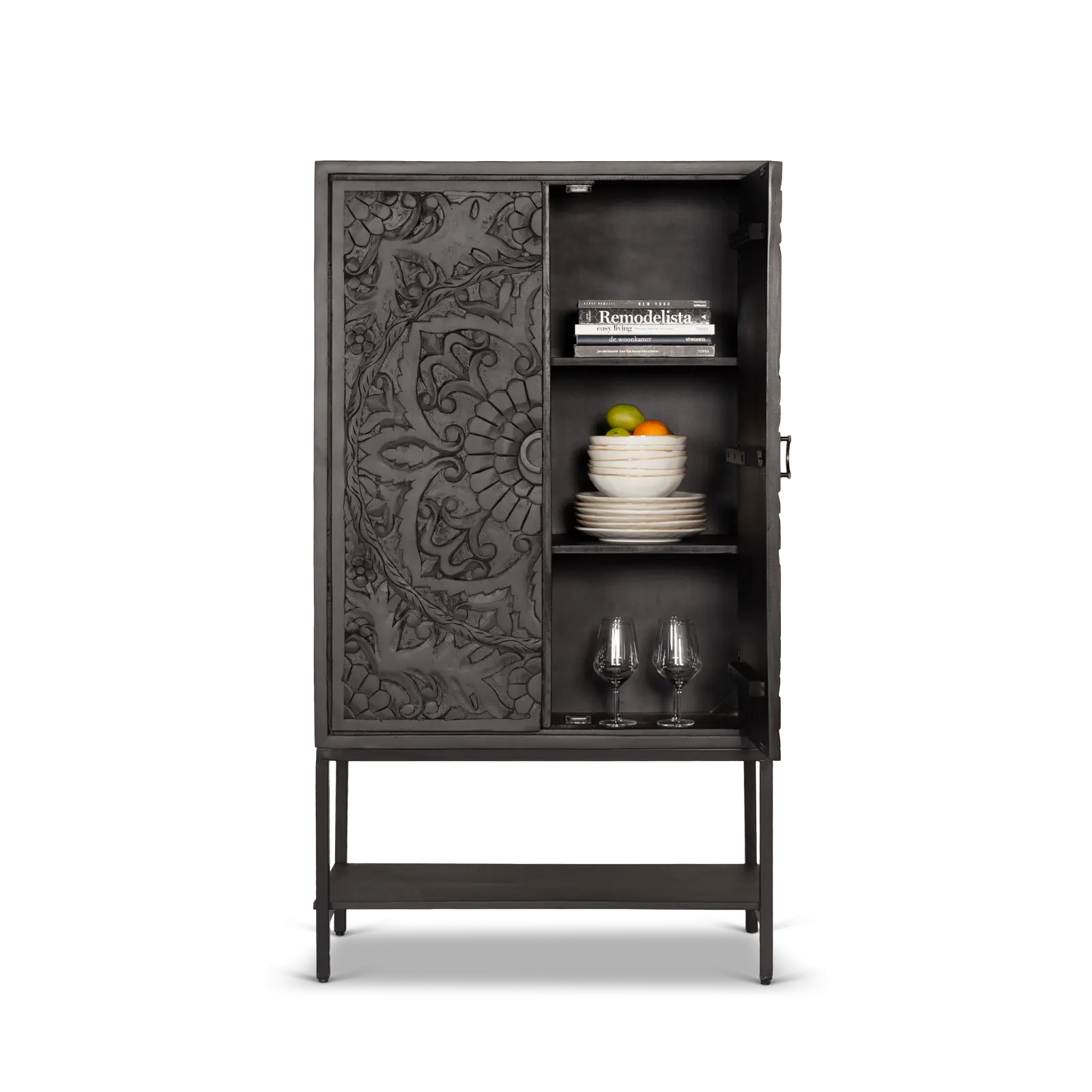 Opbergkast Belleville - 90 cm - 2 deuren - Mangohout Zwart