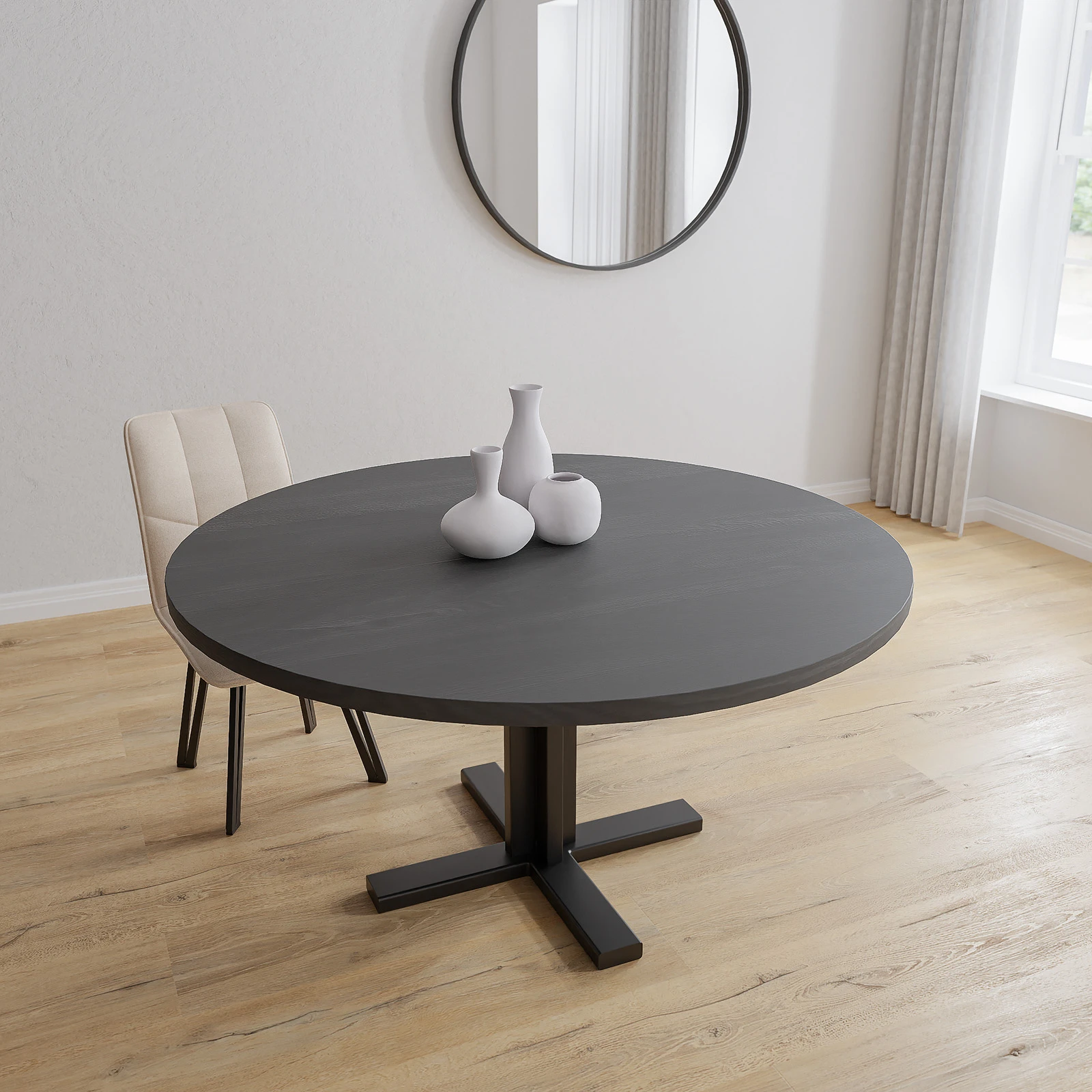 Eettafel Kolos - Rond Eiken Black Sky (150cm)