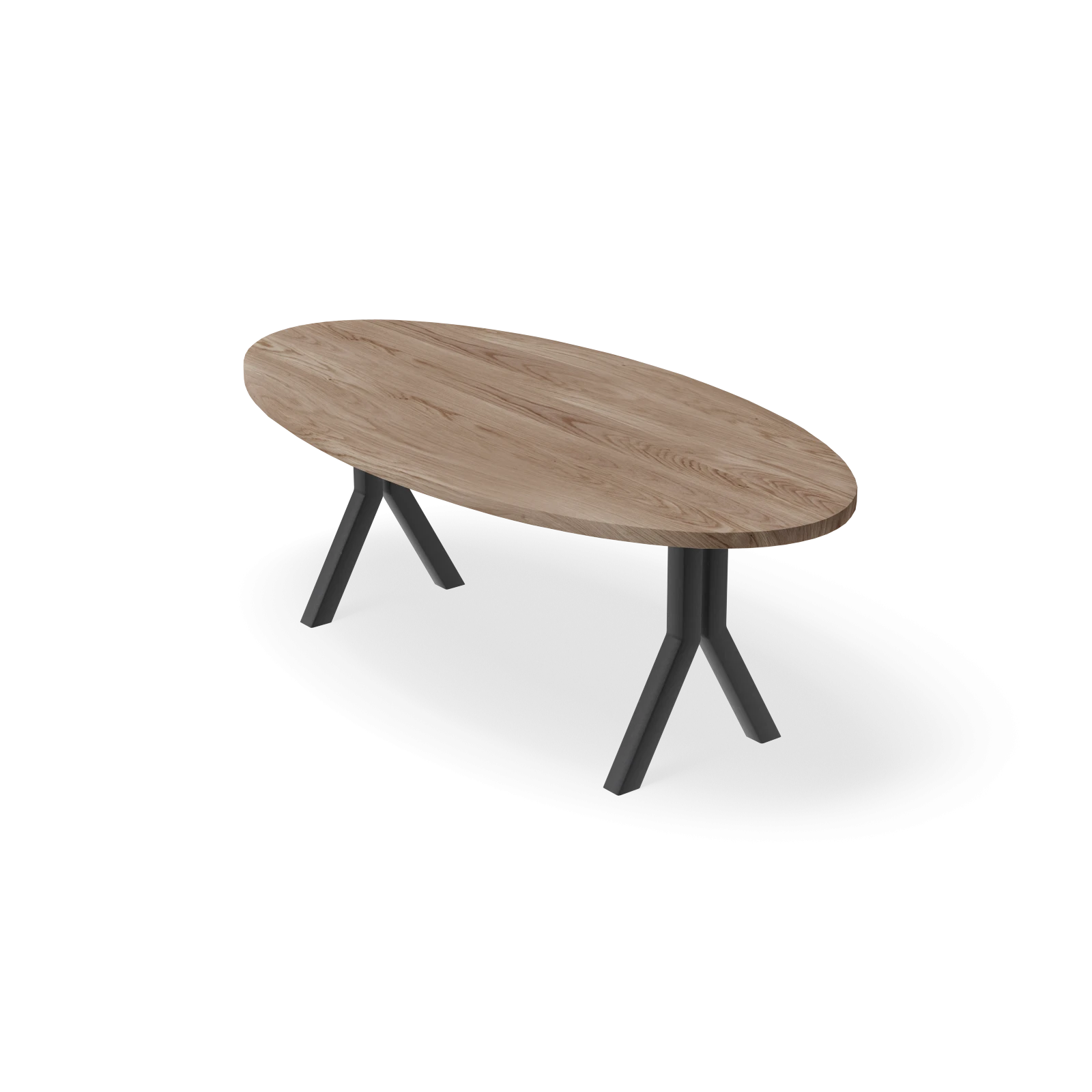 Eettafel Y Poot(8x8cm) - Ovaal Eiken Kiezel (220x110cm)