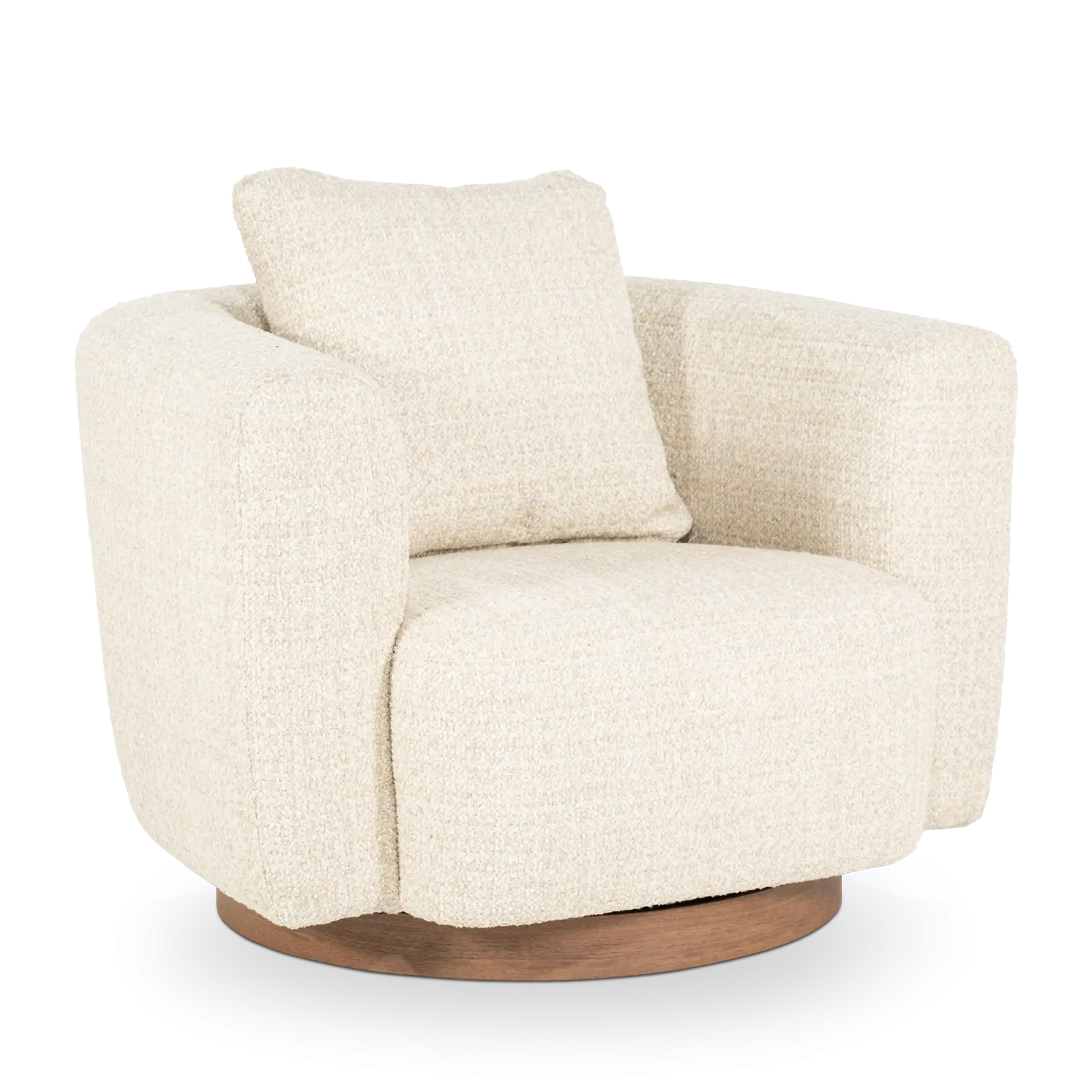 Fauteuil Jordan - draaibaar - stof Asti Beige - grof geweven - ronde vorm