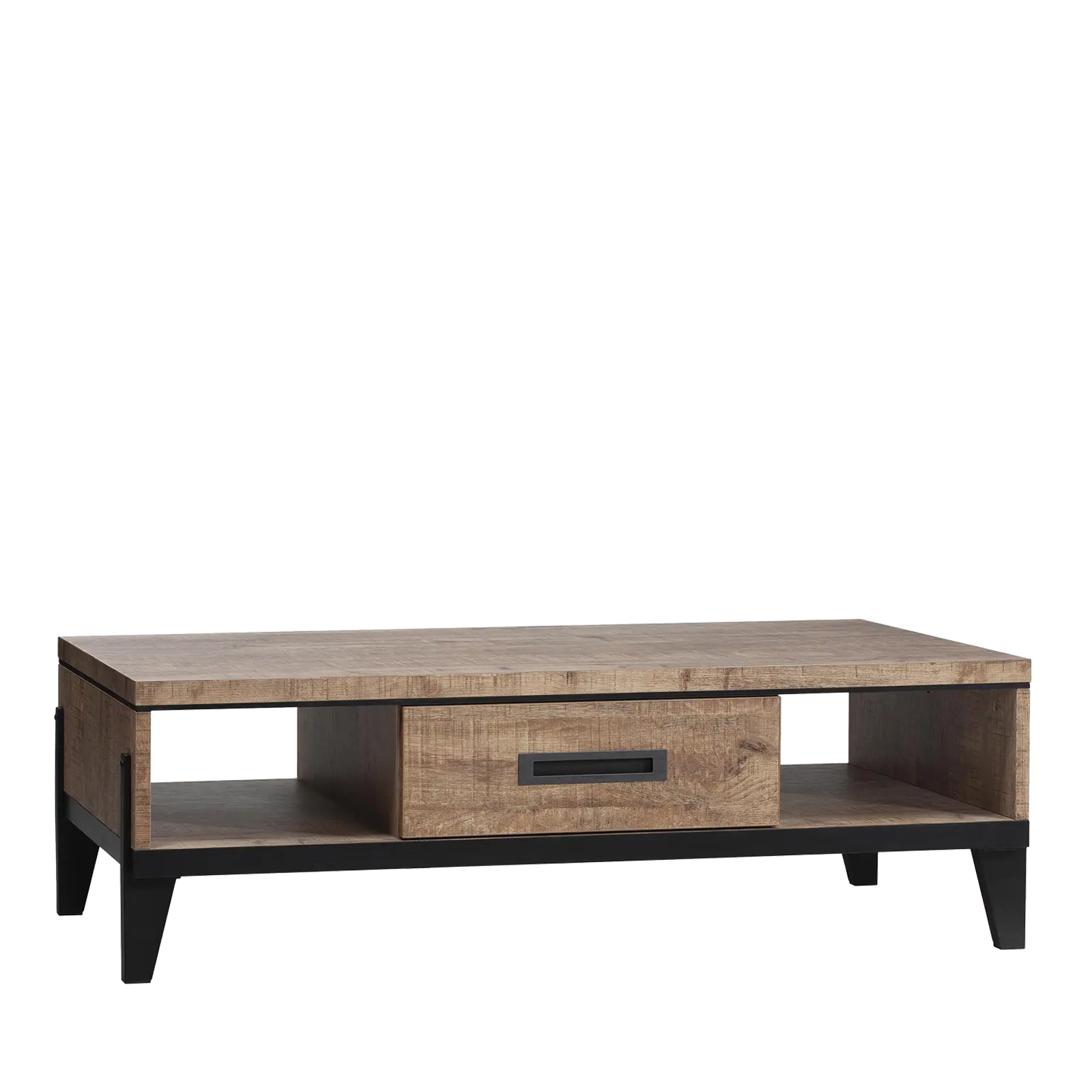 Salontafel Union - 135x67 cm - Lamulux Mango - 1 lade, 2 open vakken