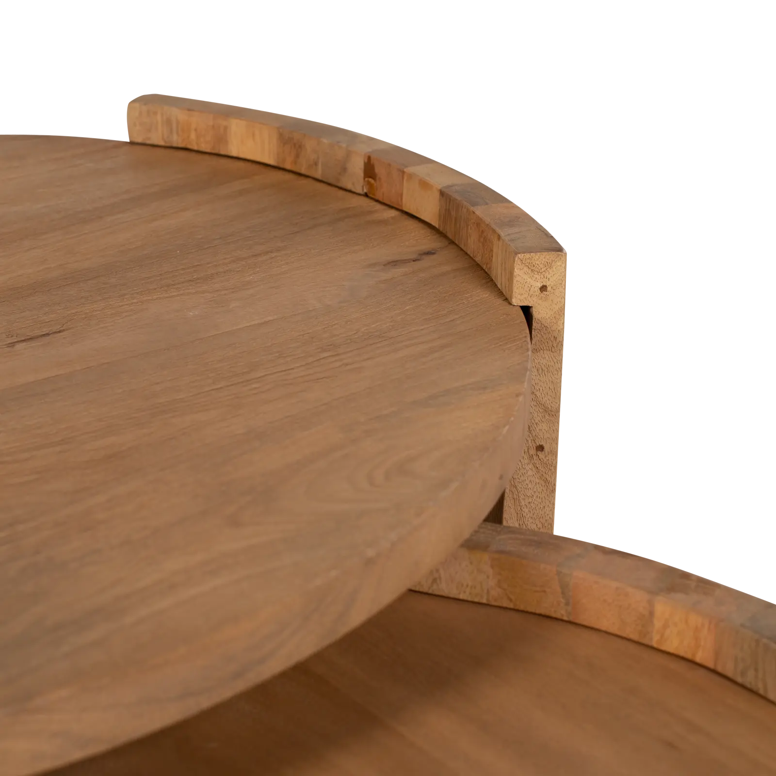 Salontafel set van 2 Miles - rond 70/50 cm - Mangohout Loom Naturel