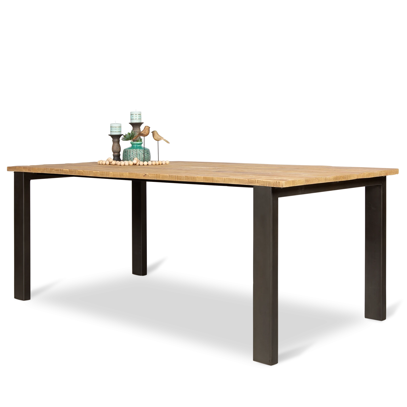 Eettafel (140x80cm) Steelwood - Seasoned Brown/Metaal Zwart
