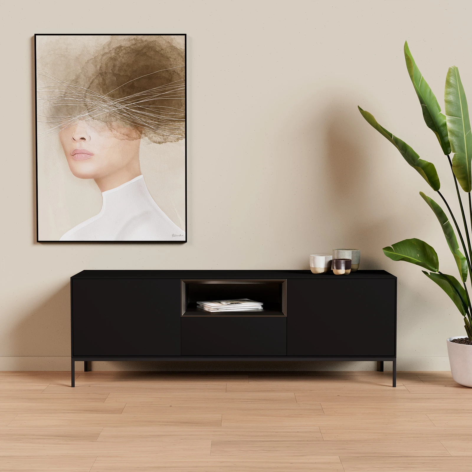 TV Meubel Black 160cm Poot