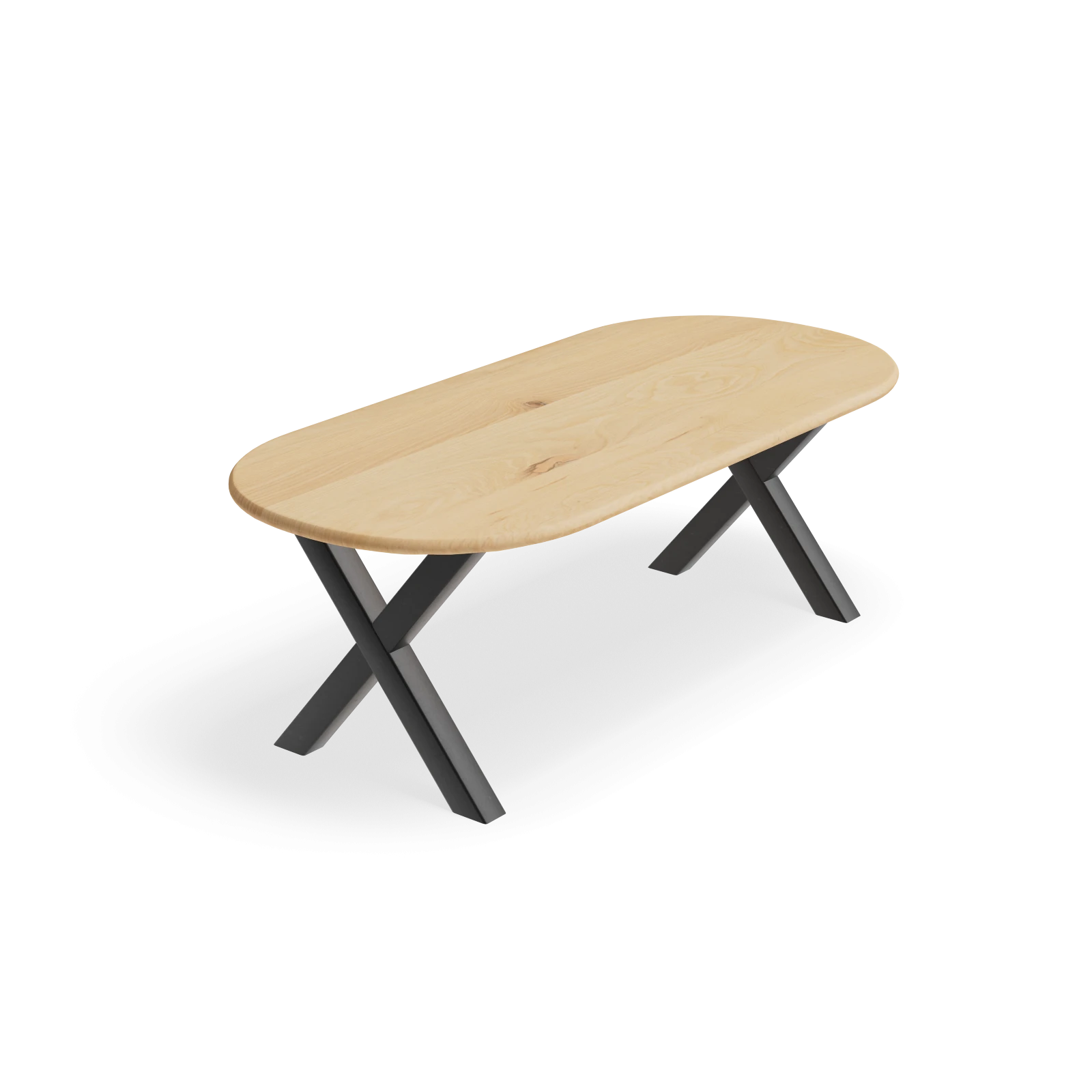 Eettafel X poot (8x8cm) - Halve Cirkel Eiken Nature White (220x100cm)