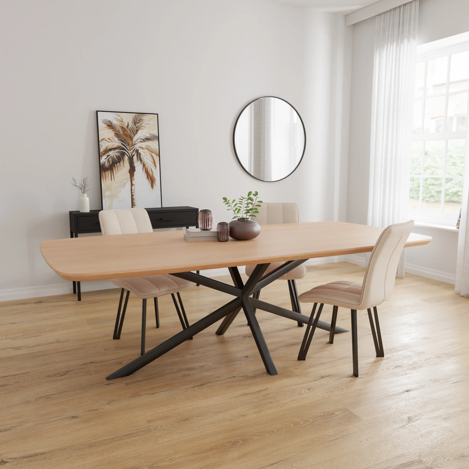 Eettafel North - Deens Ovaal Nature White (240x115cm)