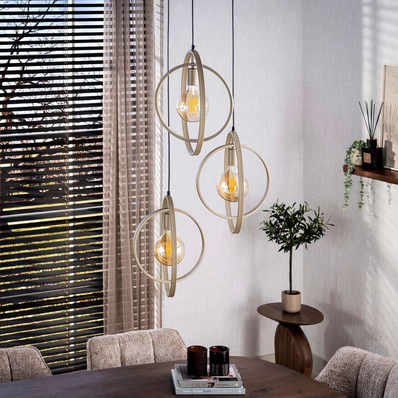 Hanglamp Turn Around (3 lichts getrapt) - Beige