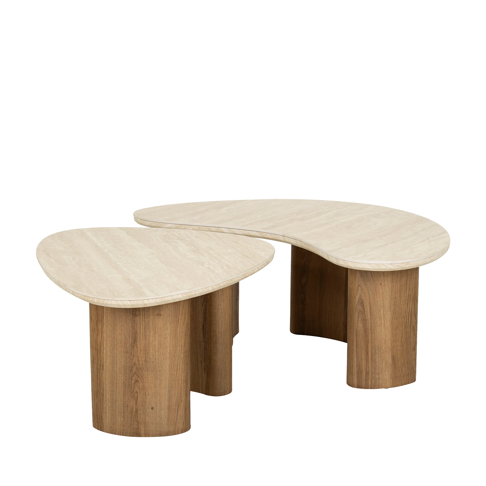 Salontafel Romano - organisch - set van 2 - Keramiek Travertin
