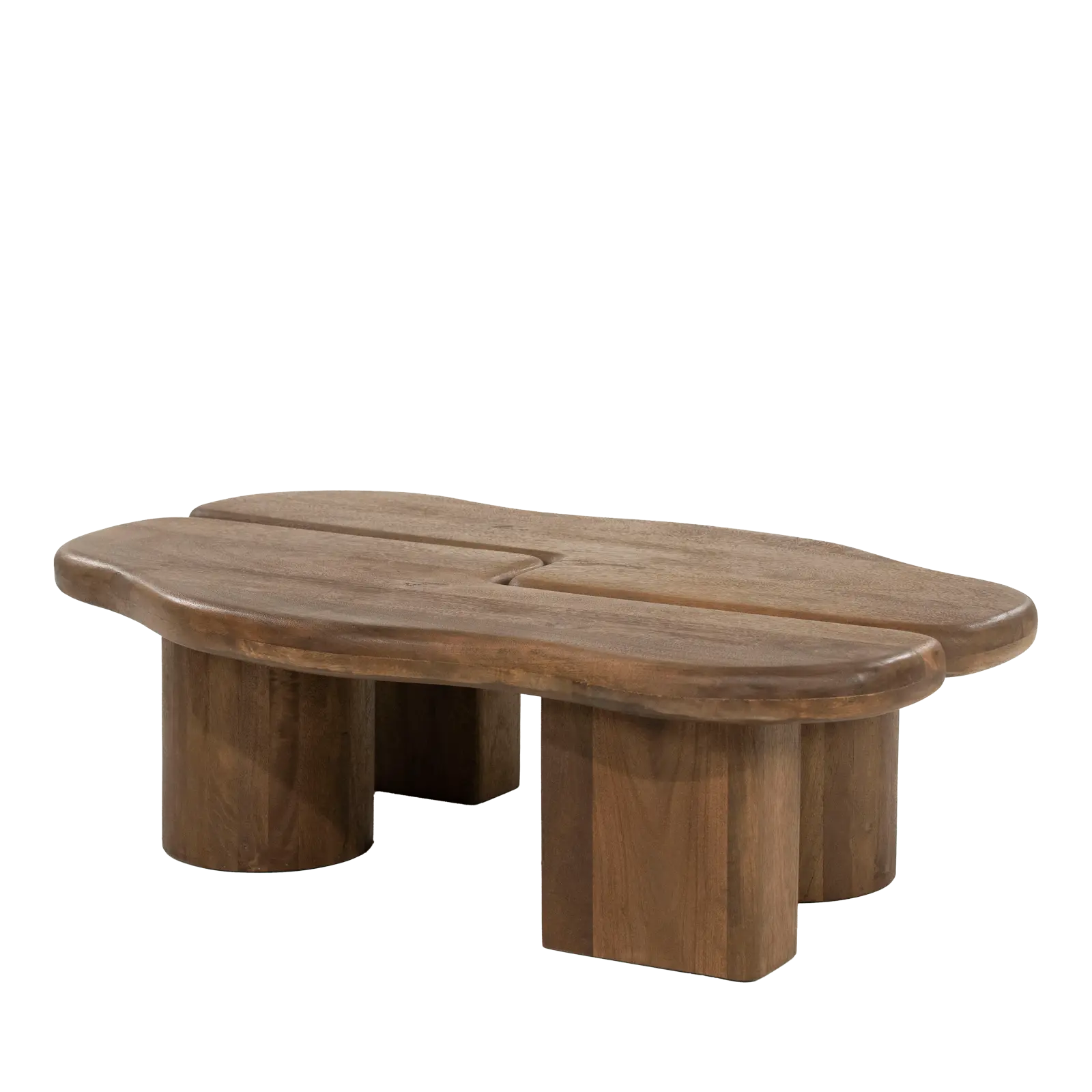 Salontafel set van 2 Yuo - organische vorm 100x80 cm - Mangohout Lichtbruin