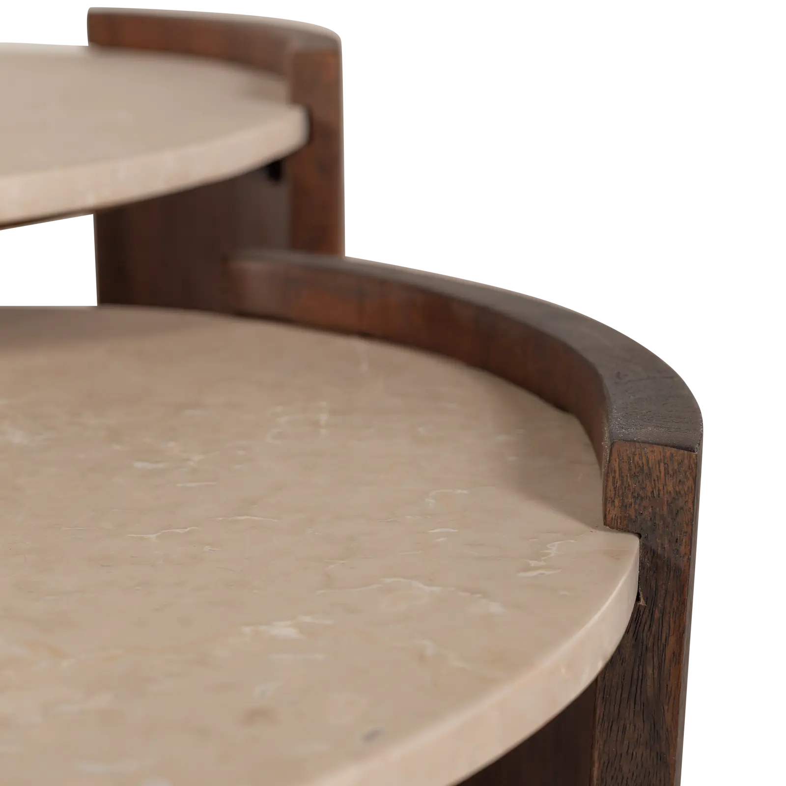 Salontafel set van 2 Miles - rond 70/50 cm - Mangohout Cacao Bruin