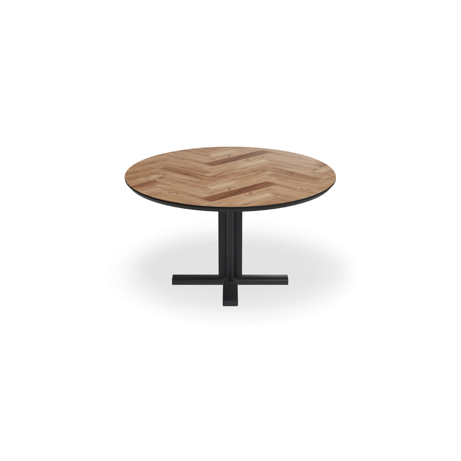 Eettafel Kolos - Rond Eiken Visgraat Kiezel (140cm)