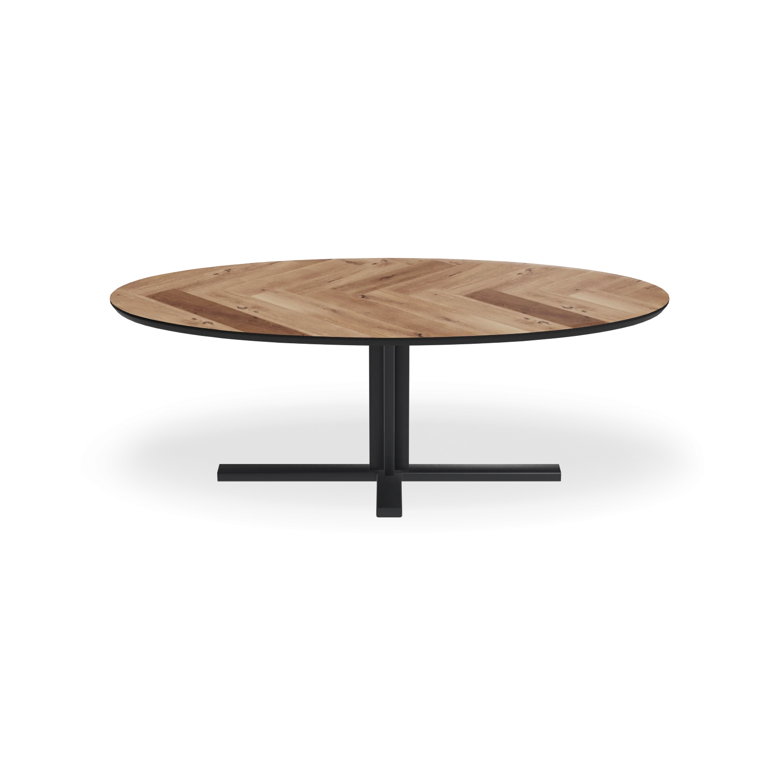 Eettafel Kolos - Ovaal Eiken Visgraat Kiezel (220x110cm)