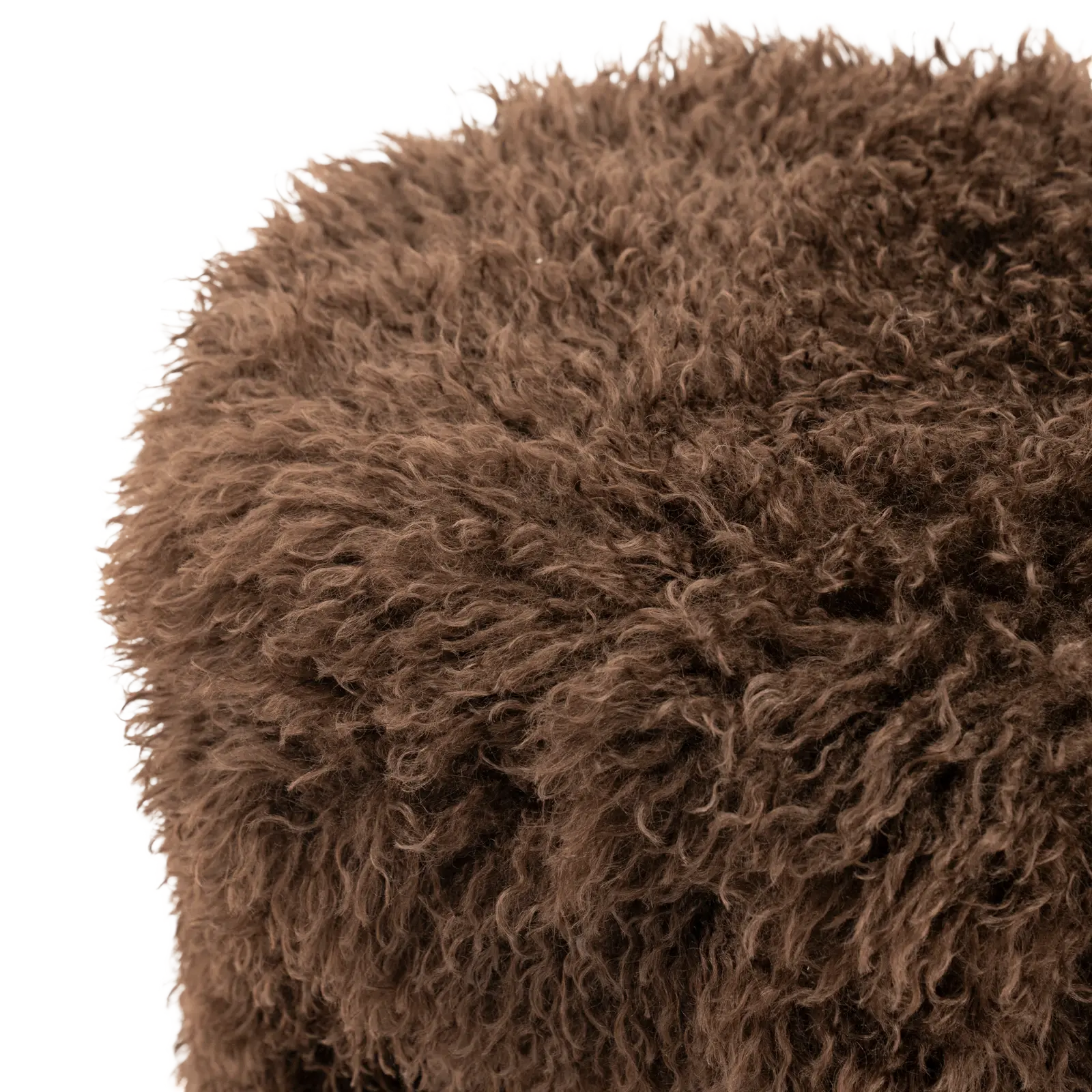 Poef Doodly - Ø40 cm - Fluffy - Donkerbruin