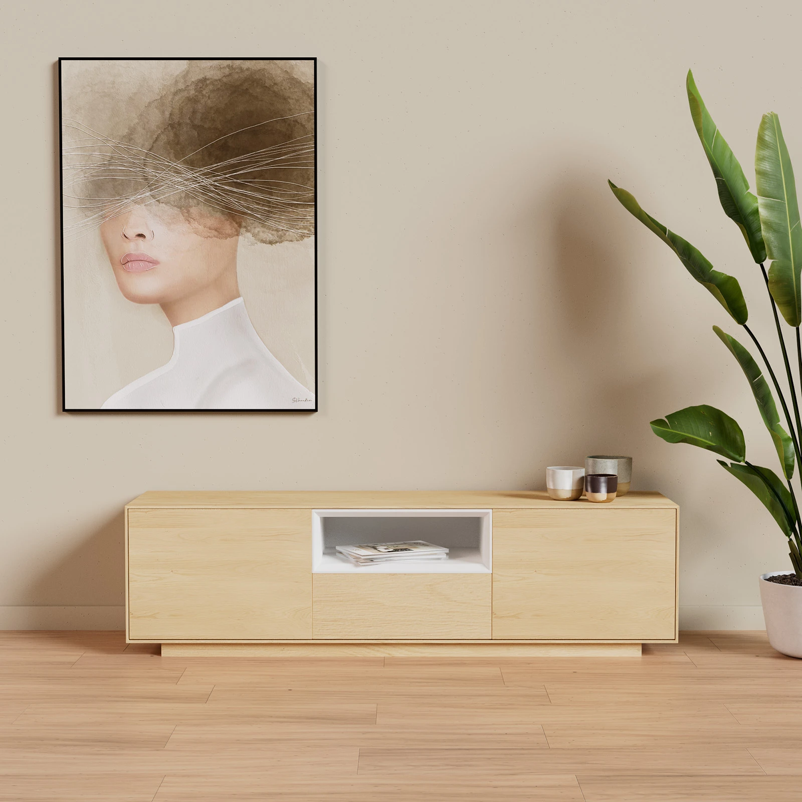 TV Meubel Nature White 160cm Plint