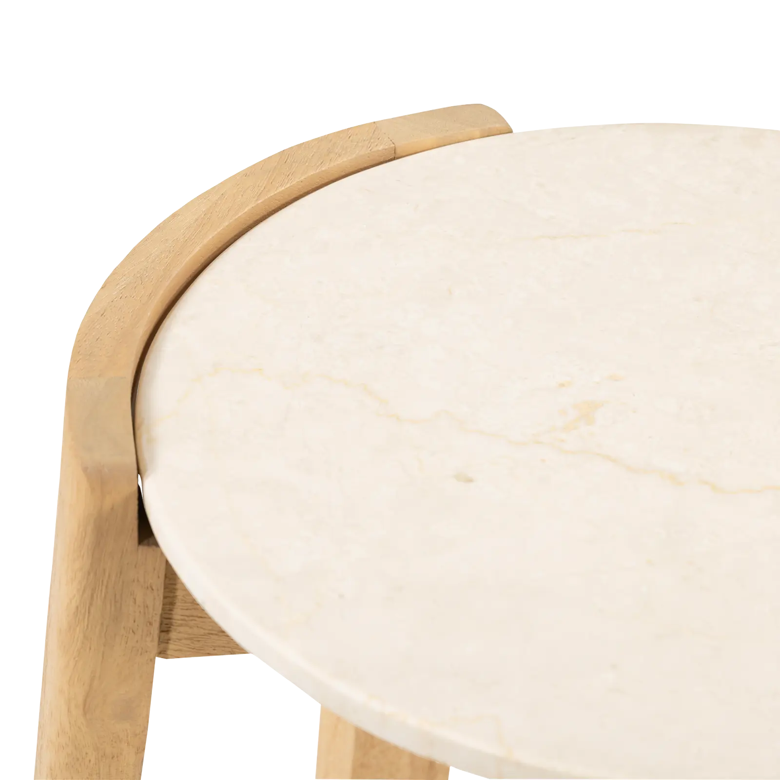 Bijzettafel Kiona - rond 40 cm - Mangohout Loom Naturel + Marmer