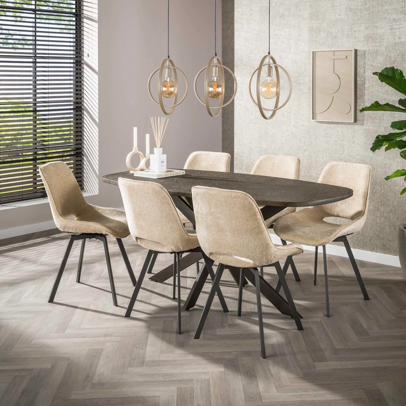 Hanglamp Turn Around (3 lichts) - Beige