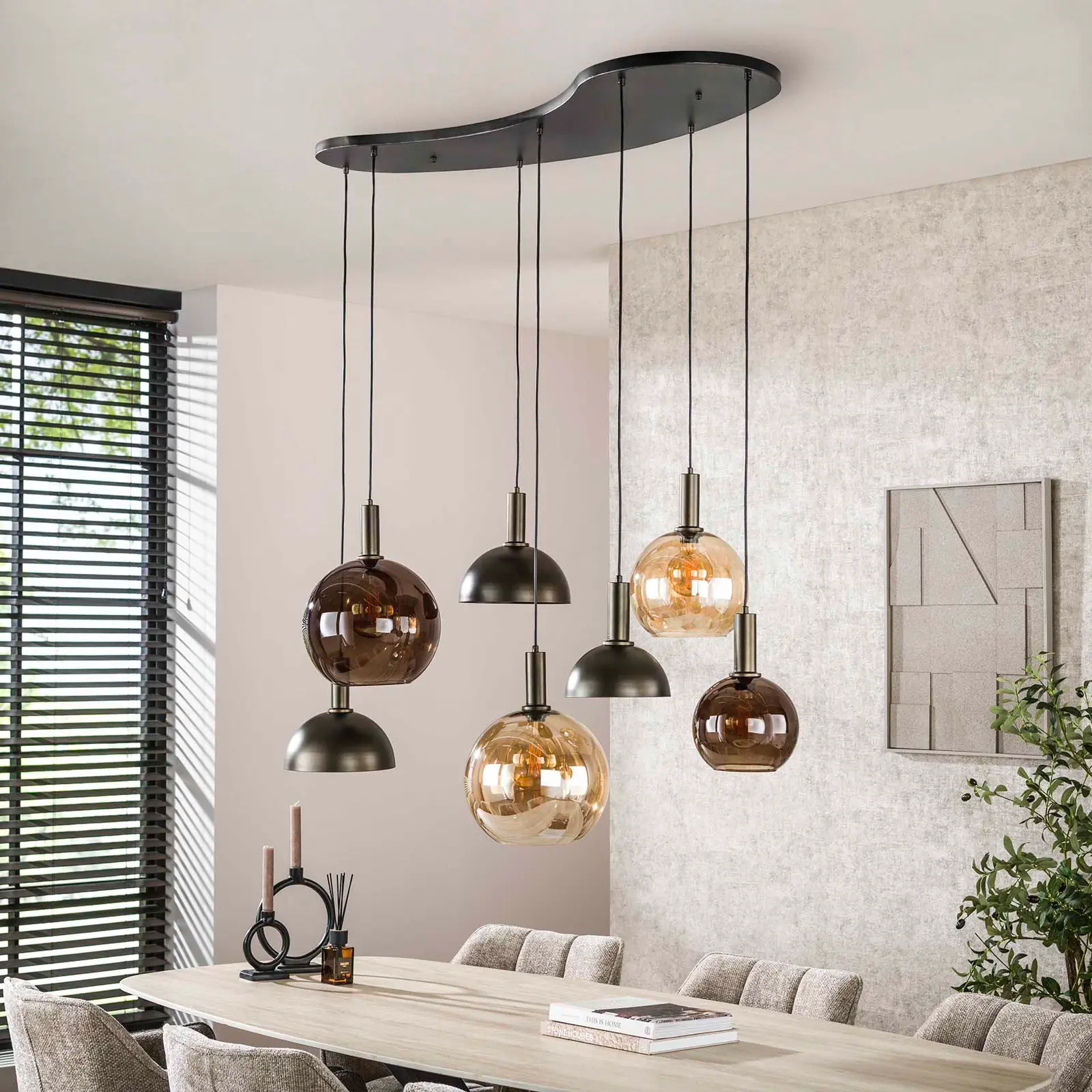 Hanglamp Cluster (4+3 lichts) - Sienna Bruin