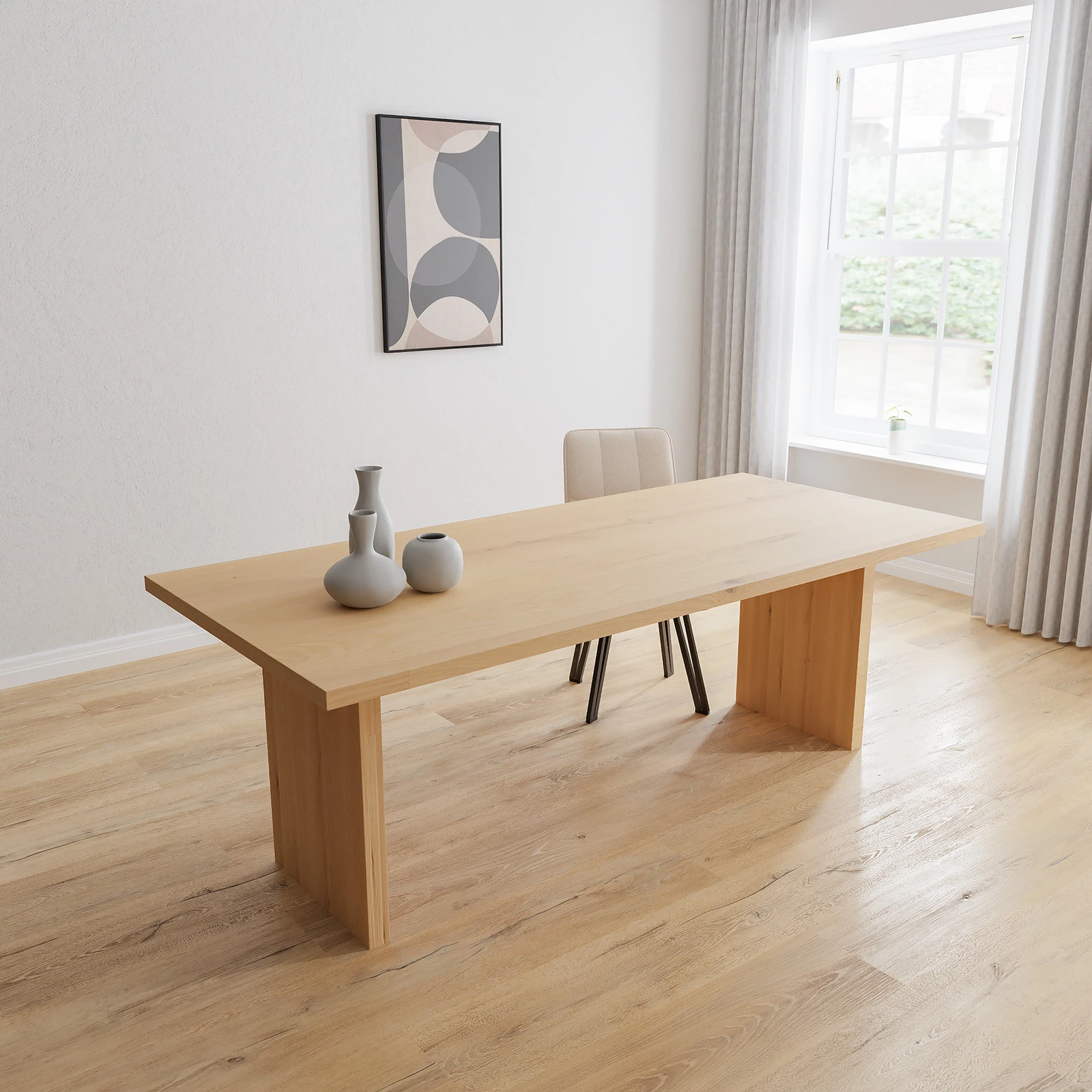 Eettafel Block - Rechthoek Eiken Nature White (220x100cm)