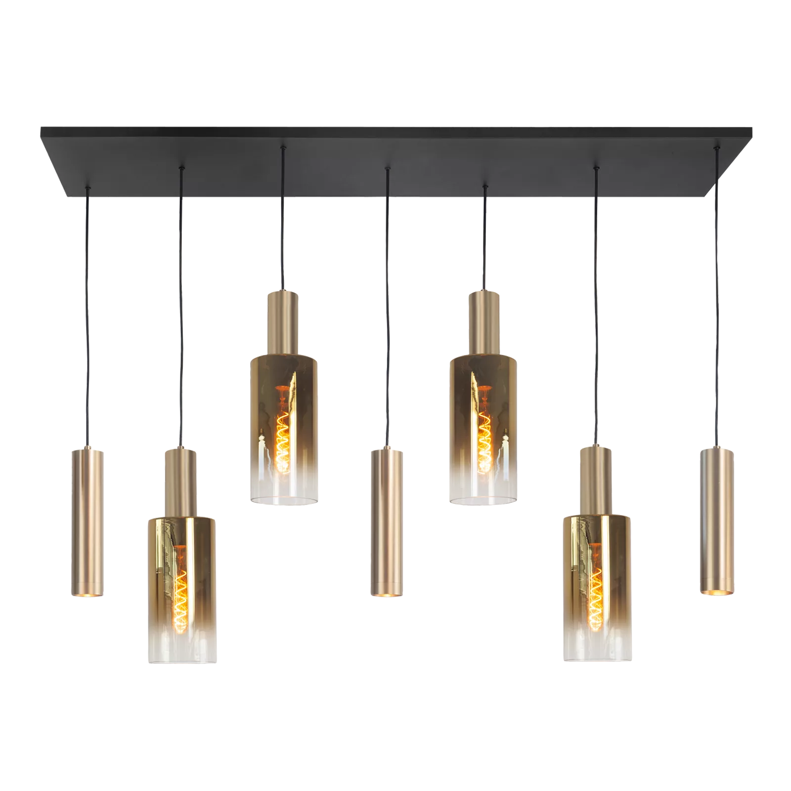 Hanglamp (7 lichts) Perugia - Satin Brass/Semi Gold