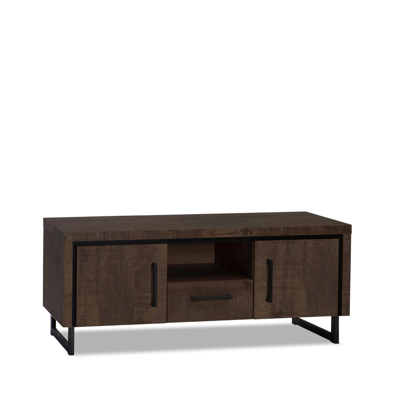 TV meubel Sheridan - 130 cm - Lamulux Dark Mango - 2 deuren, 1 lade, 1 open vak