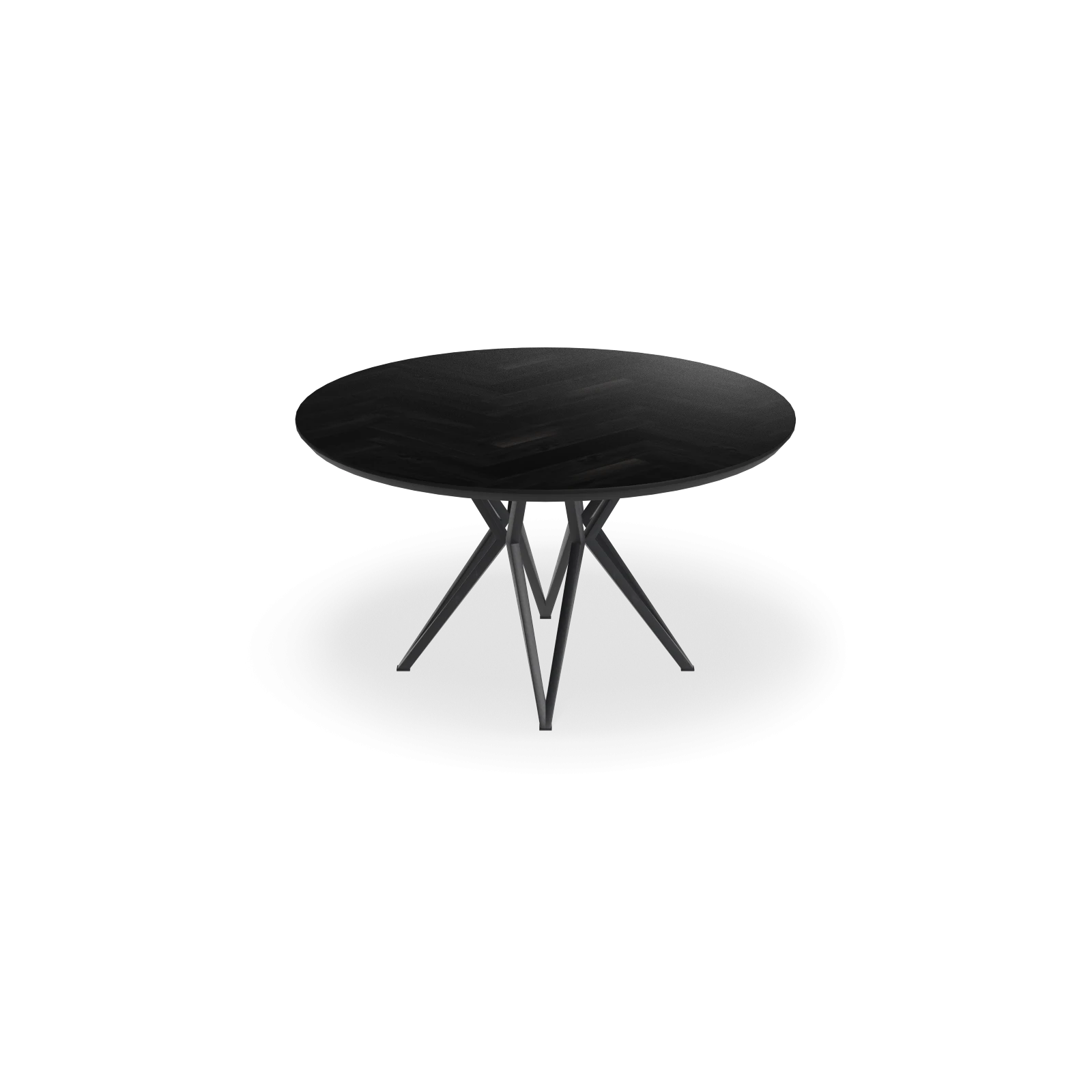 Eettafel Crosse - Rond Eiken Visgraat Black Sky (140cm)