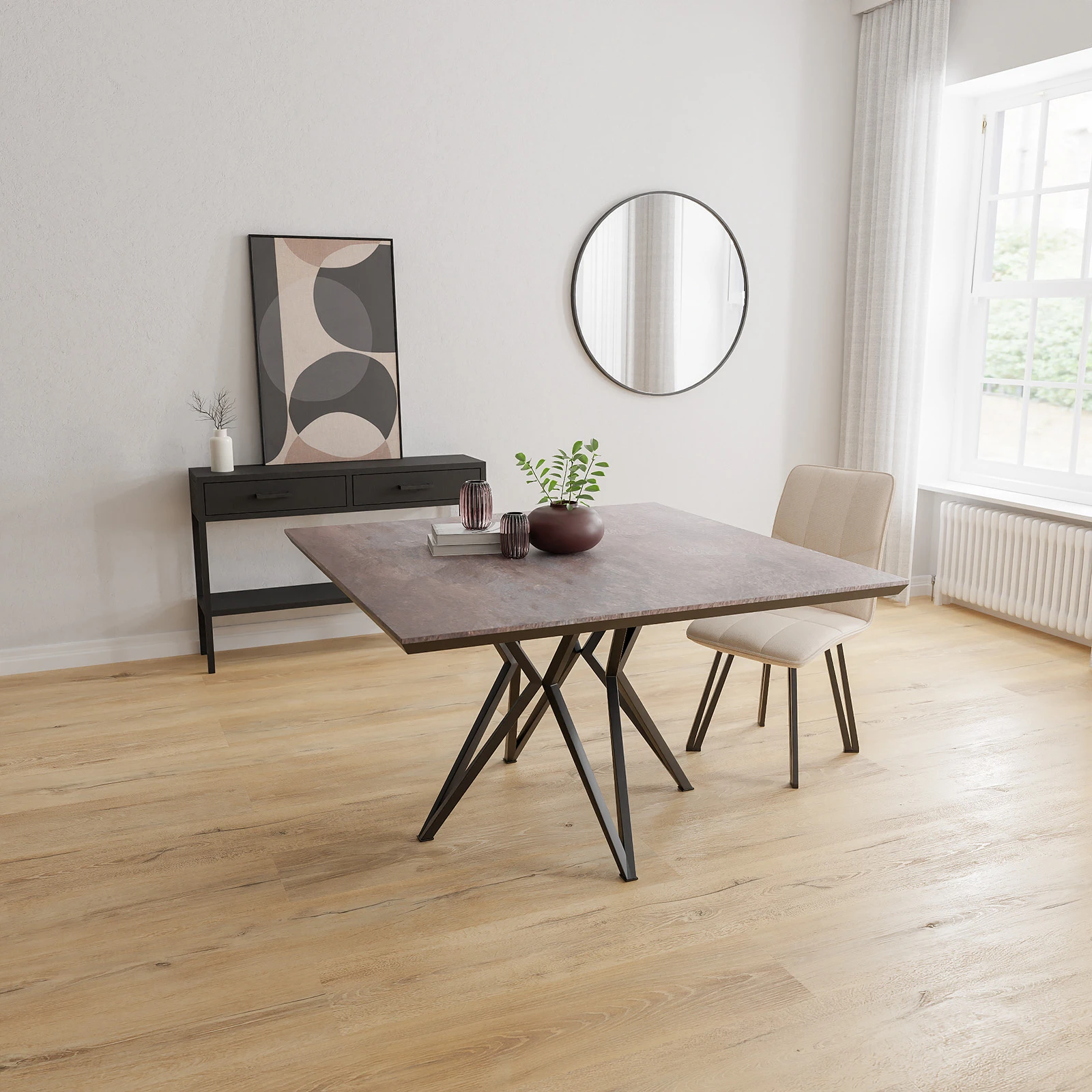 Eettafel Crosse - Vierkant HPL Oxidised (130x130cm)