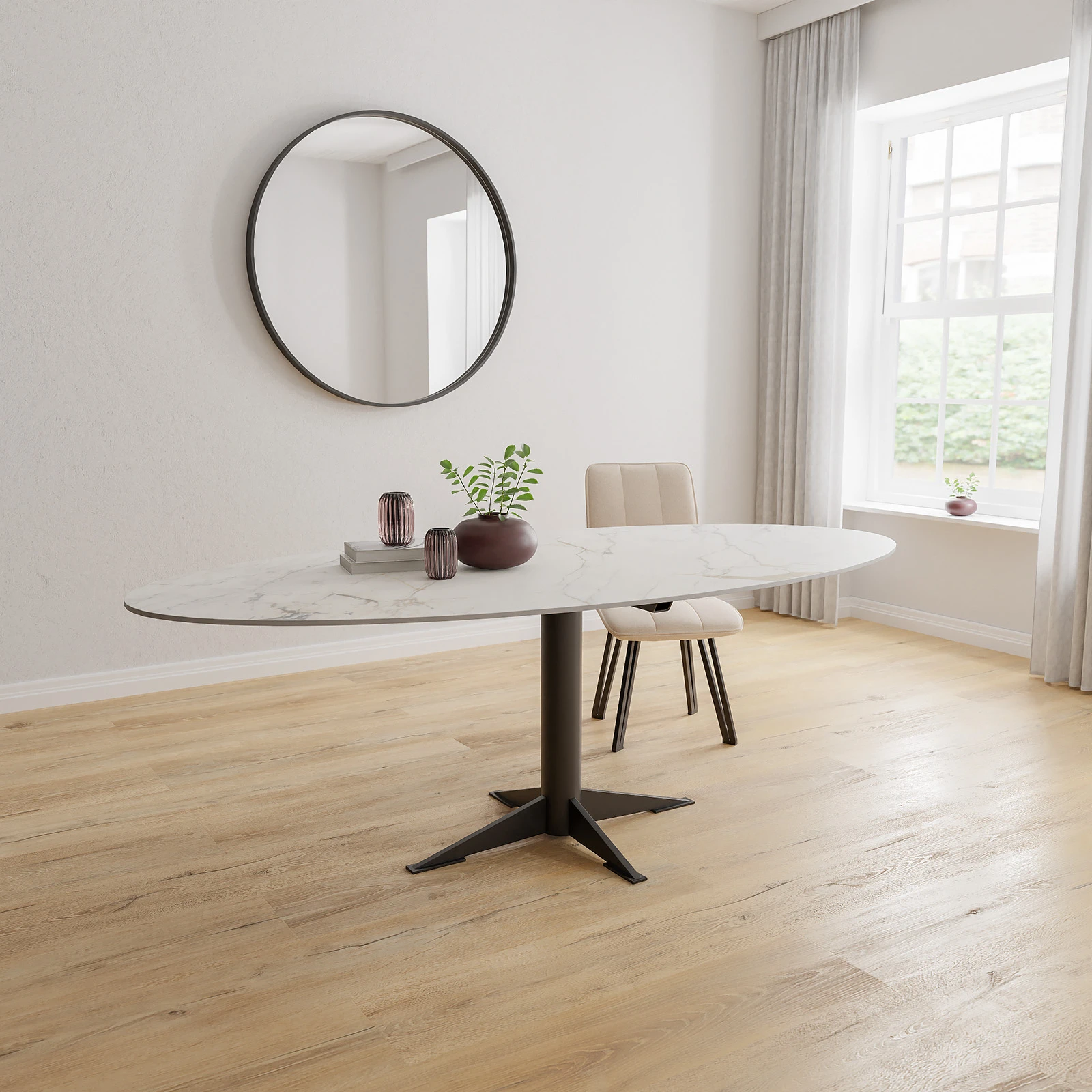 Eettafel Westfield - Ovaal Keramiek Golden White Satin (220x110cm)