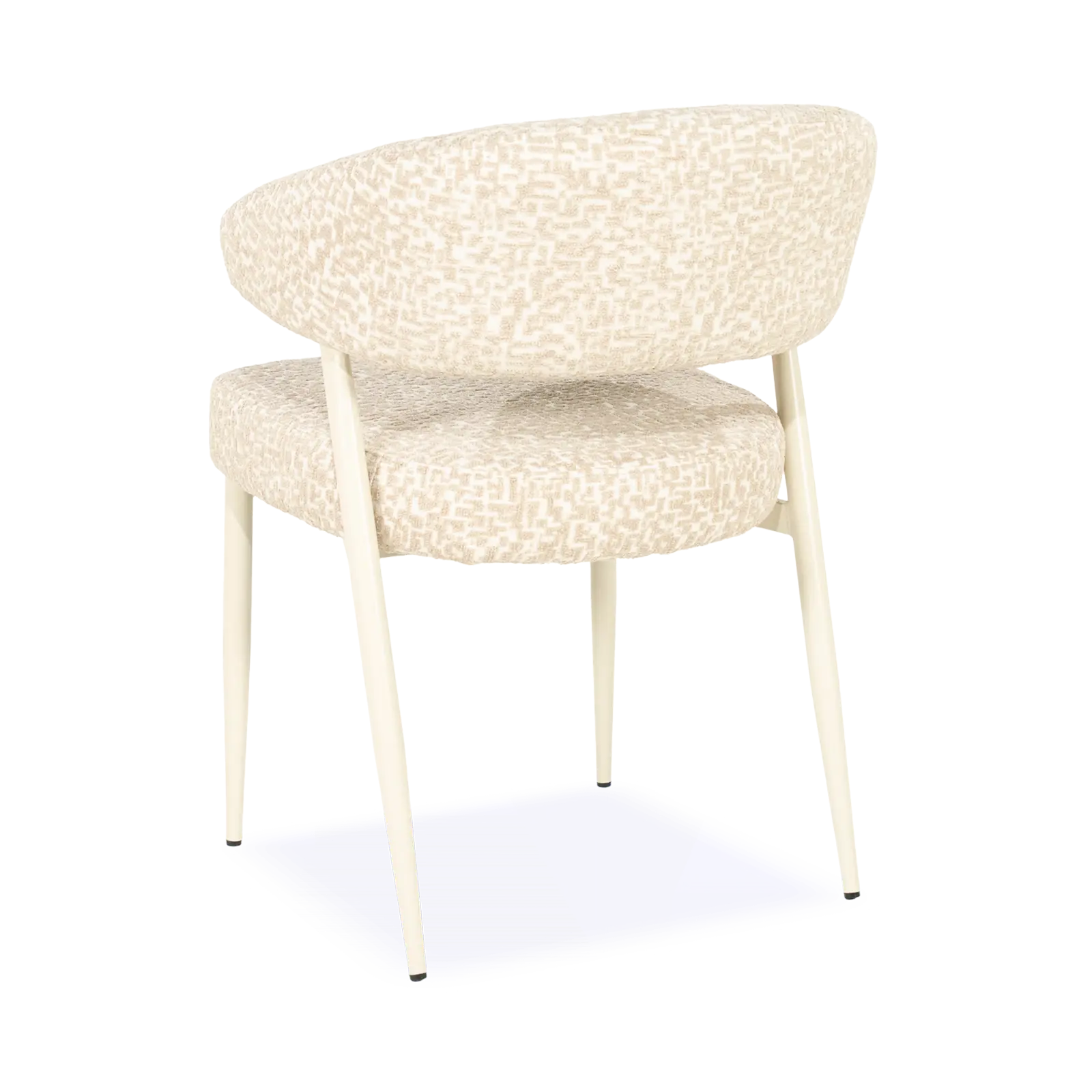 Eetkamerstoel Miso – stof Tetris Taupe – open rug – poot beige