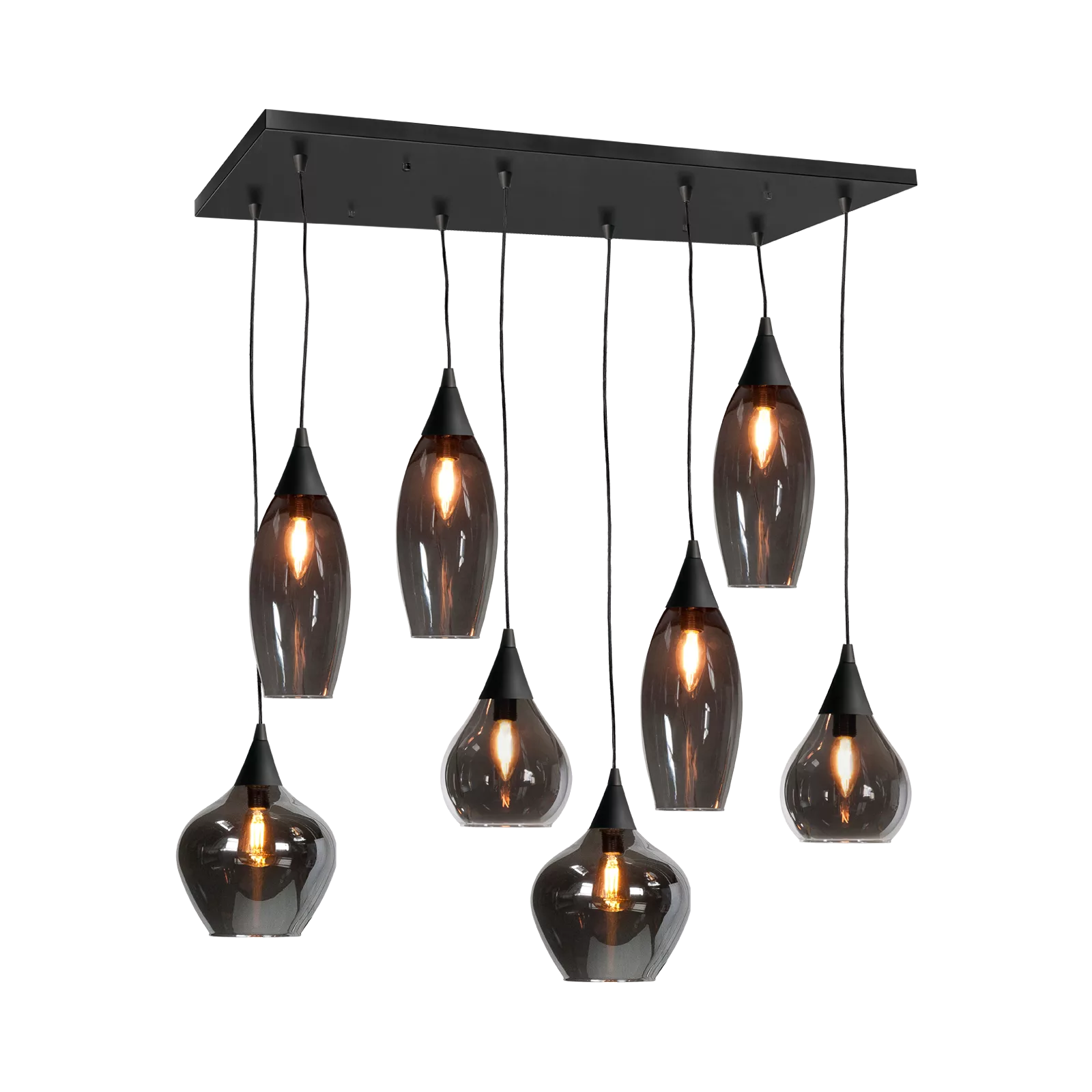 Hanglamp (recht - 8 lichts) Cambio - Zwart/Smoke
