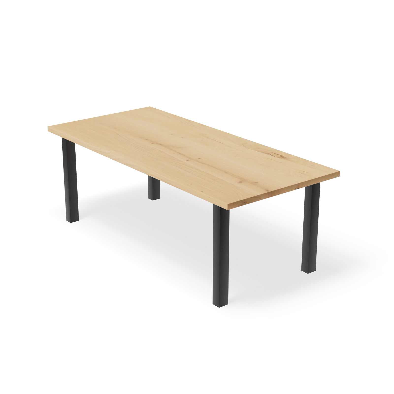 Eettafel Rechte Poot(90cm) - Rechthoek Eiken Nature White (220x100cm)