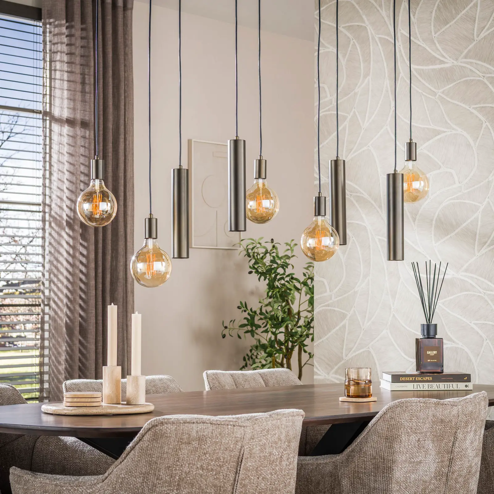 Hanglamp Senso 5+4-lichts - Sienna bruin